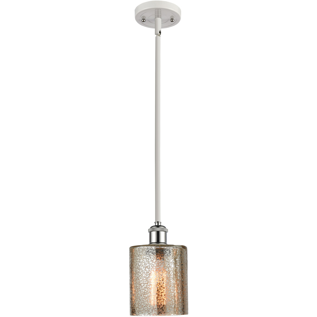 Innovations Lighting 516-1S-WPC-G116 Ballston Cobbleskill 1 Light 5 inch White and Polished Chrome Pendant Ceiling Light in Mercury Glass, Ballston