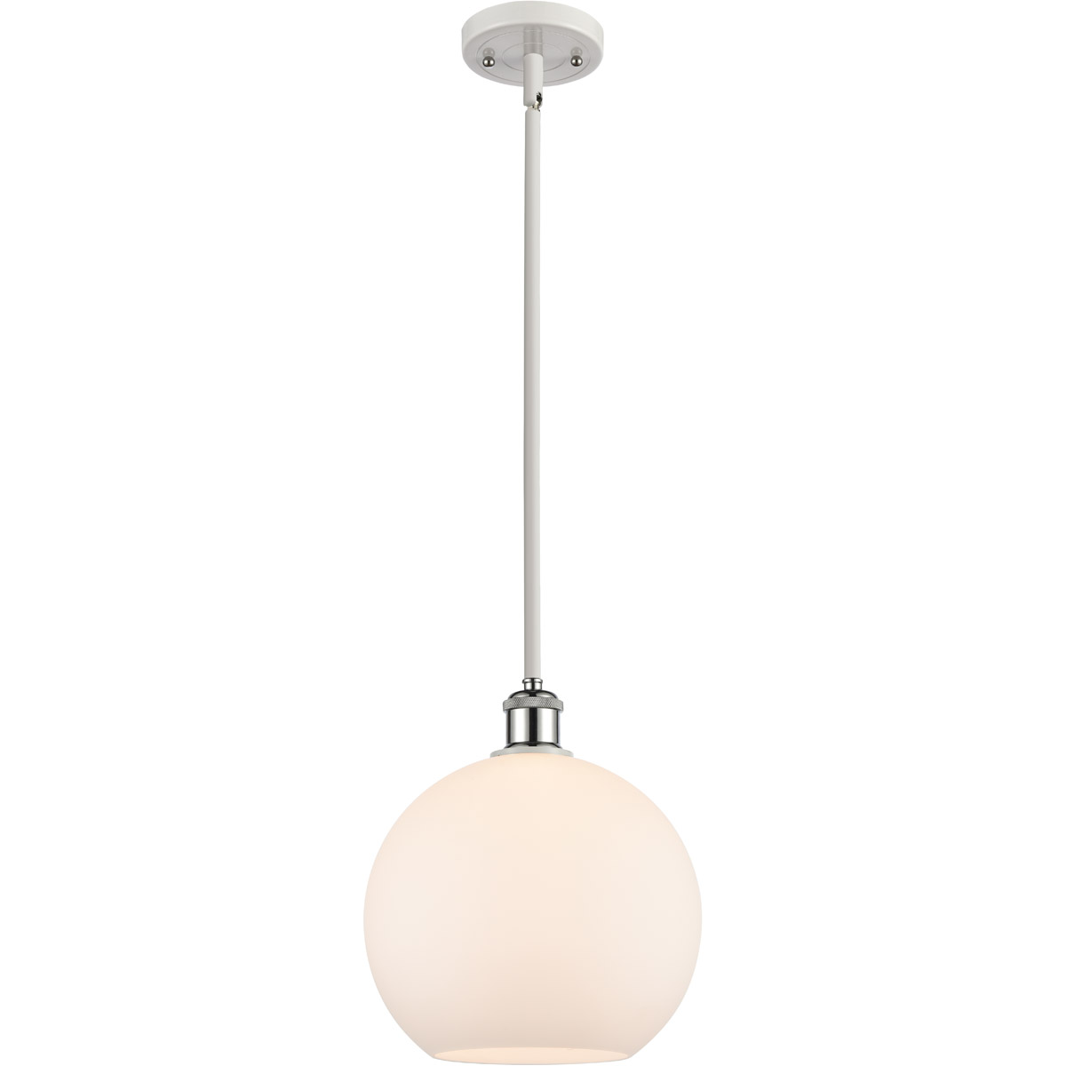 Innovations Lighting 516-1S-WPC-G121-10 Ballston Large Athens 1 Light 10 inch White and Polished Chrome Pendant Ceiling Light in Matte White Glass, Ba