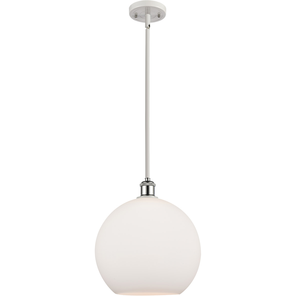 Innovations Lighting 516-1S-WPC-G121-12 Ballston Athens 1 Light 12 inch White and Polished Chrome Mini Pendant Ceiling Light in Matte White Glass