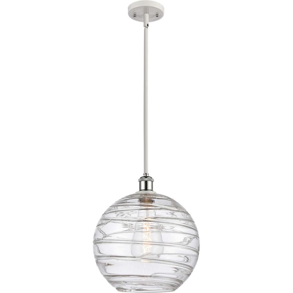 Innovations Lighting 516-1S-WPC-G1213-12-LED Ballston X-Large Deco Swirl LED 12 inch White and Polished Chrome Pendant Ceiling Light, Ballston