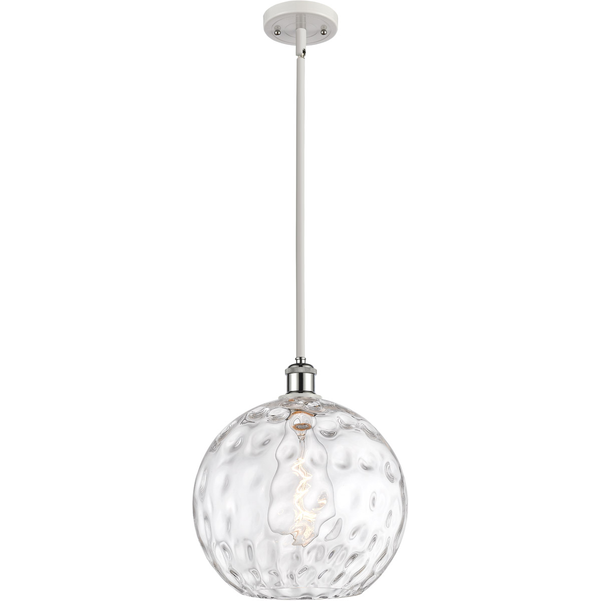 Innovations Lighting 516-1S-WPC-G1215-12-LED Ballston Athens Water Glass LED 12 inch White and Polished Chrome Mini Pendant Ceiling Light