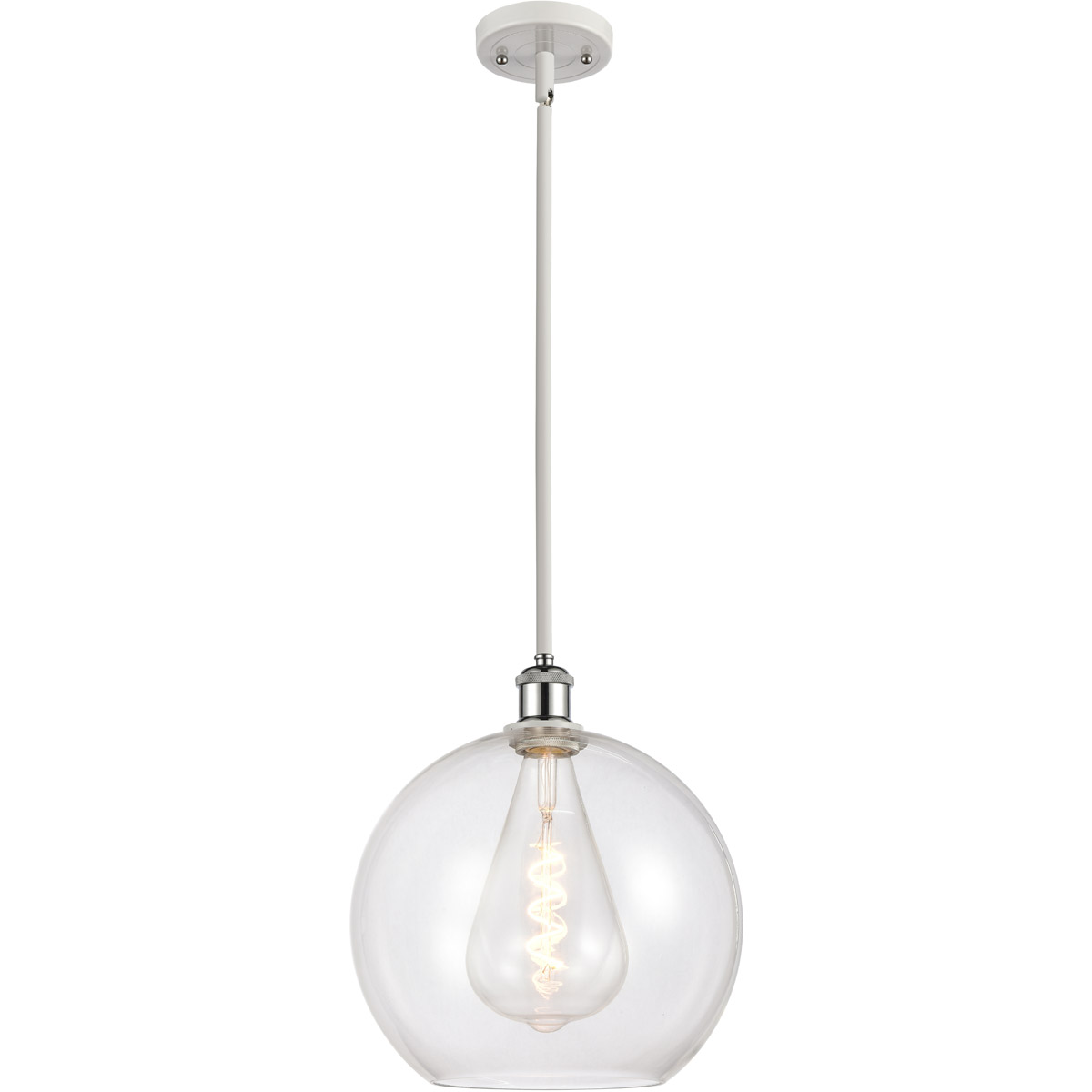 Innovations Lighting 516-1S-WPC-G122-12 Ballston Athens 1 Light 12 inch White and Polished Chrome Mini Pendant Ceiling Light in Clear Glass