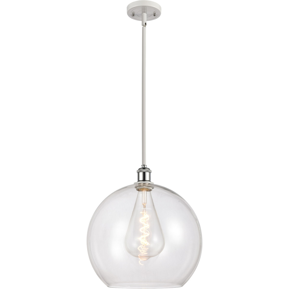 Innovations Lighting 516-1S-WPC-G122-14 Ballston Athens 1 Light 14 inch White and Polished Chrome Pendant Ceiling Light in Clear Glass