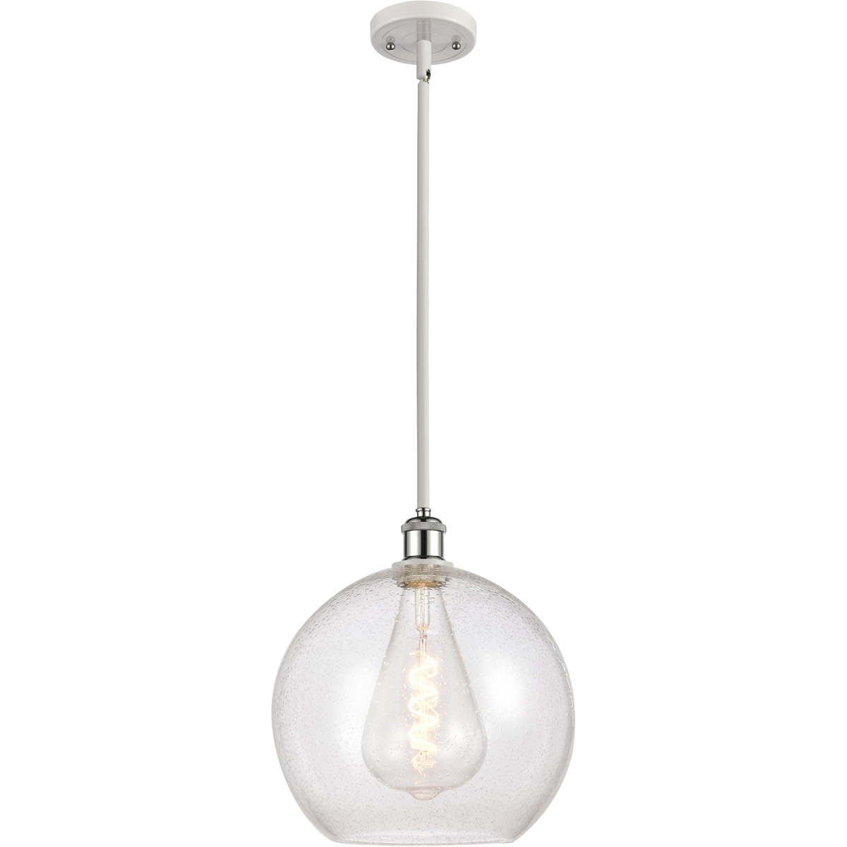 Innovations Lighting 516-1S-WPC-G124-12 Ballston Athens 1 Light 12 inch White and Polished Chrome Mini Pendant Ceiling Light in Seedy Glass