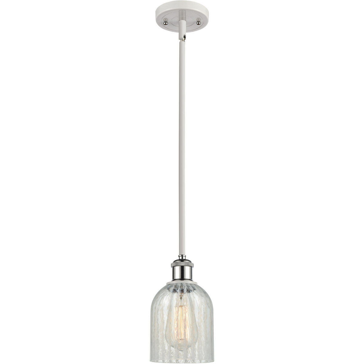 Innovations Lighting 516-1S-WPC-G2511-LED Ballston Caledonia LED 5 inch White and Polished Chrome Pendant Ceiling Light in Mouchette Glass, Ballston