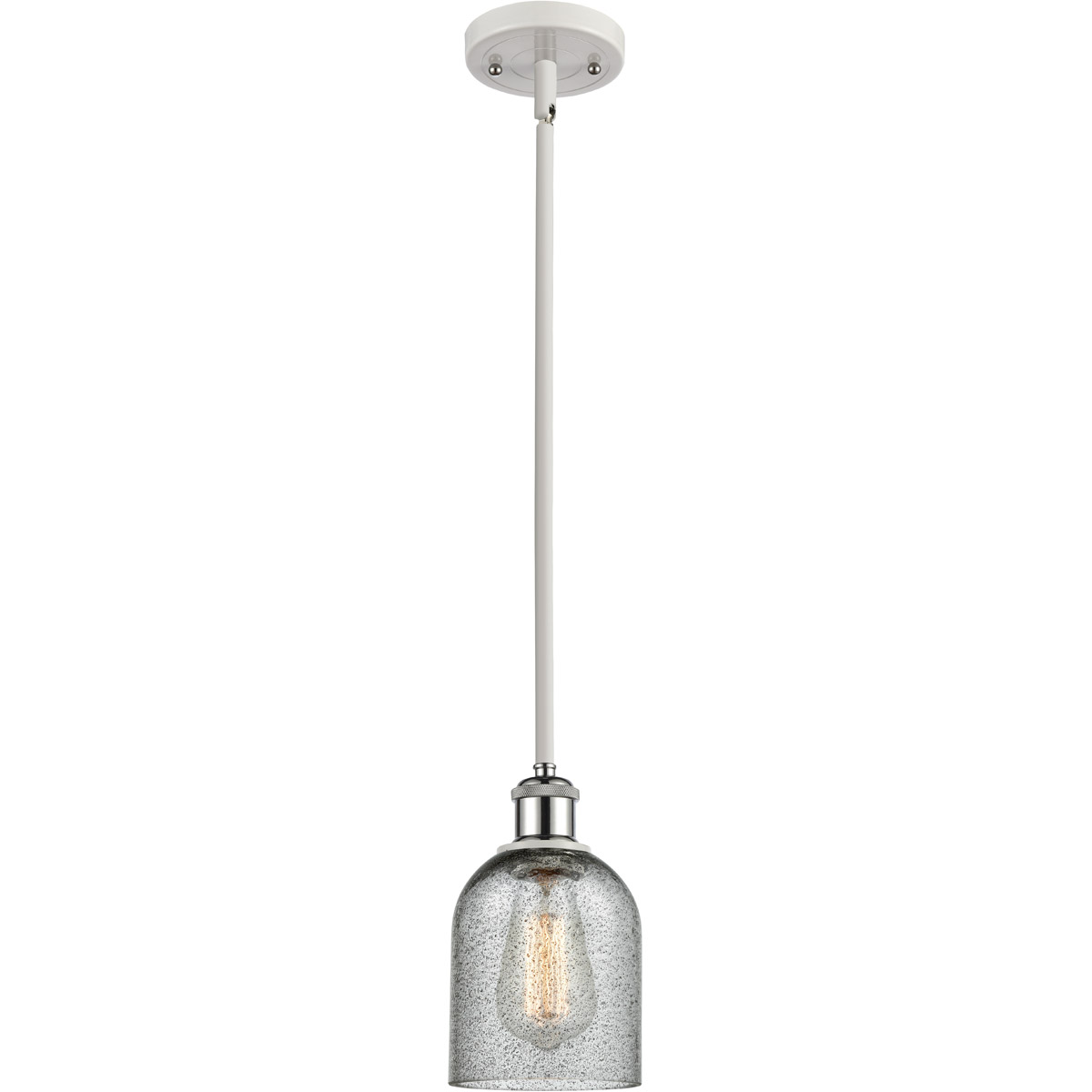 Innovations Lighting 516-1S-WPC-G257 Ballston Caledonia 1 Light 5 inch White and Polished Chrome Pendant Ceiling Light in Charcoal Glass, Ballston