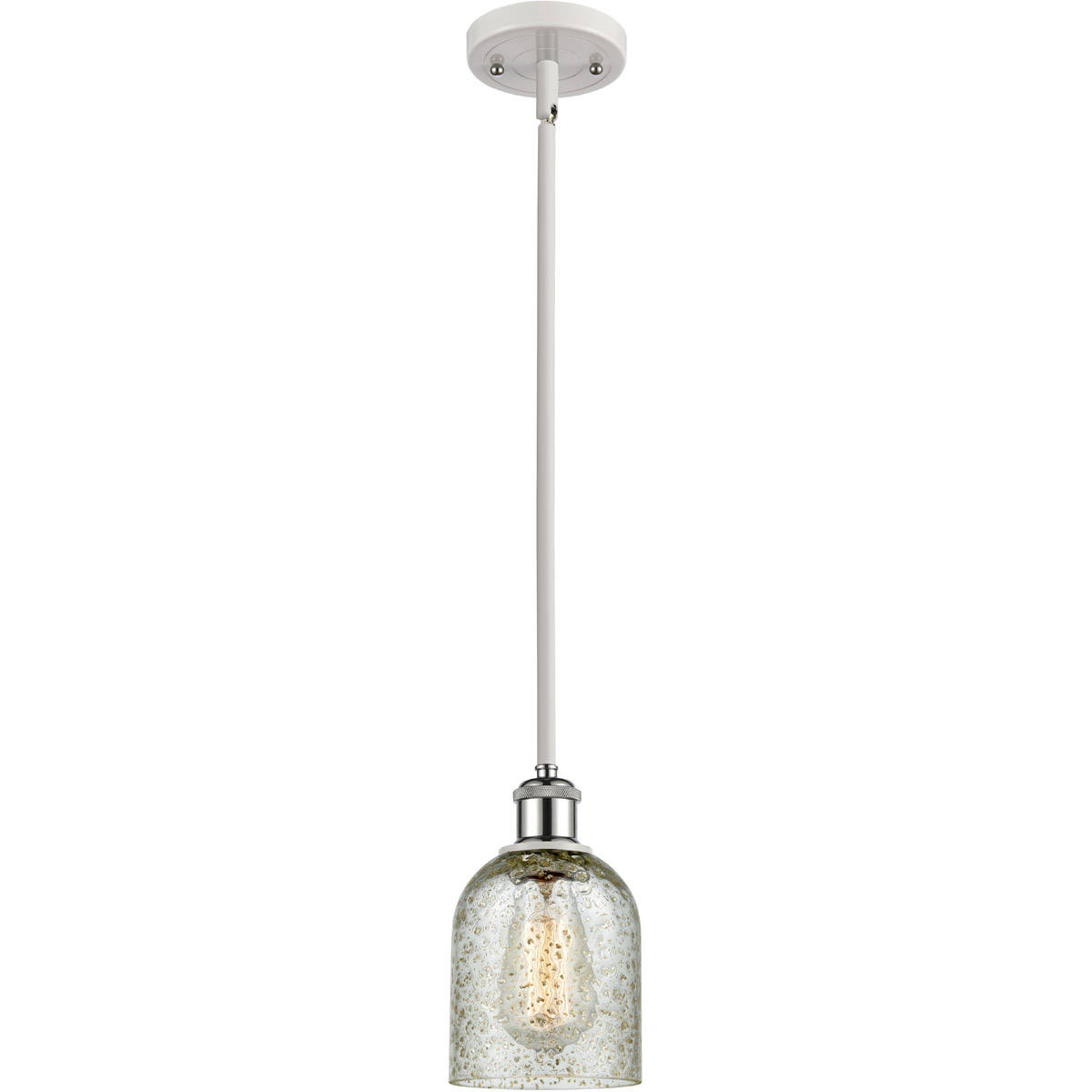 Innovations Lighting 516-1S-WPC-G259 Ballston Caledonia 1 Light 5 inch White and Polished Chrome Pendant Ceiling Light in Mica Glass, Ballston