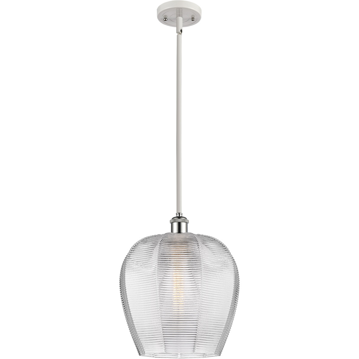 Innovations Lighting 516-1S-WPC-G462-12-LED Ballston Norfolk LED 12 inch White and Polished Chrome Mini Pendant Ceiling Light in Clear Glass