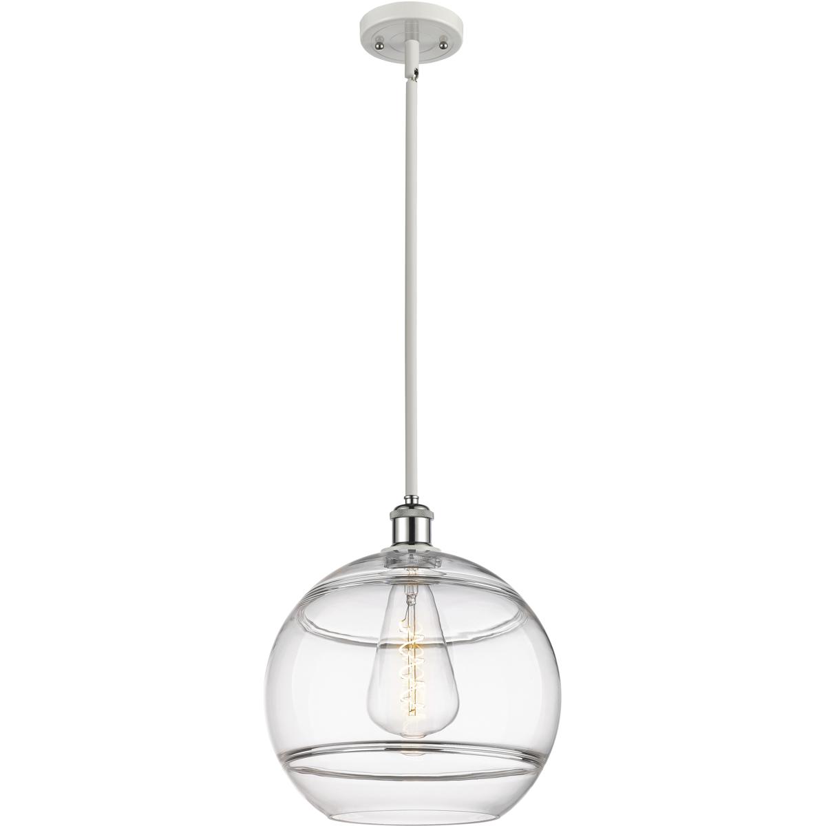 Innovations Lighting 516-1S-WPC-G556-12CL Ballston Rochester 1 Light 12 inch White Polished Chrome Stem Hung Mini Pendant Ceiling Light
