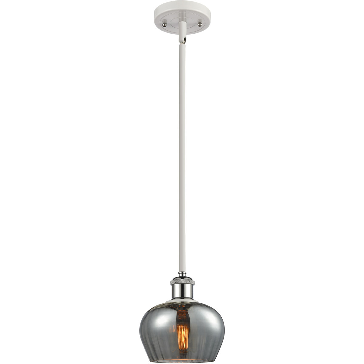 Innovations Lighting 516-1S-WPC-G93-LED Ballston Fenton LED 7 inch White and Polished Chrome Pendant Ceiling Light in Plated Smoke Glass, Ballston