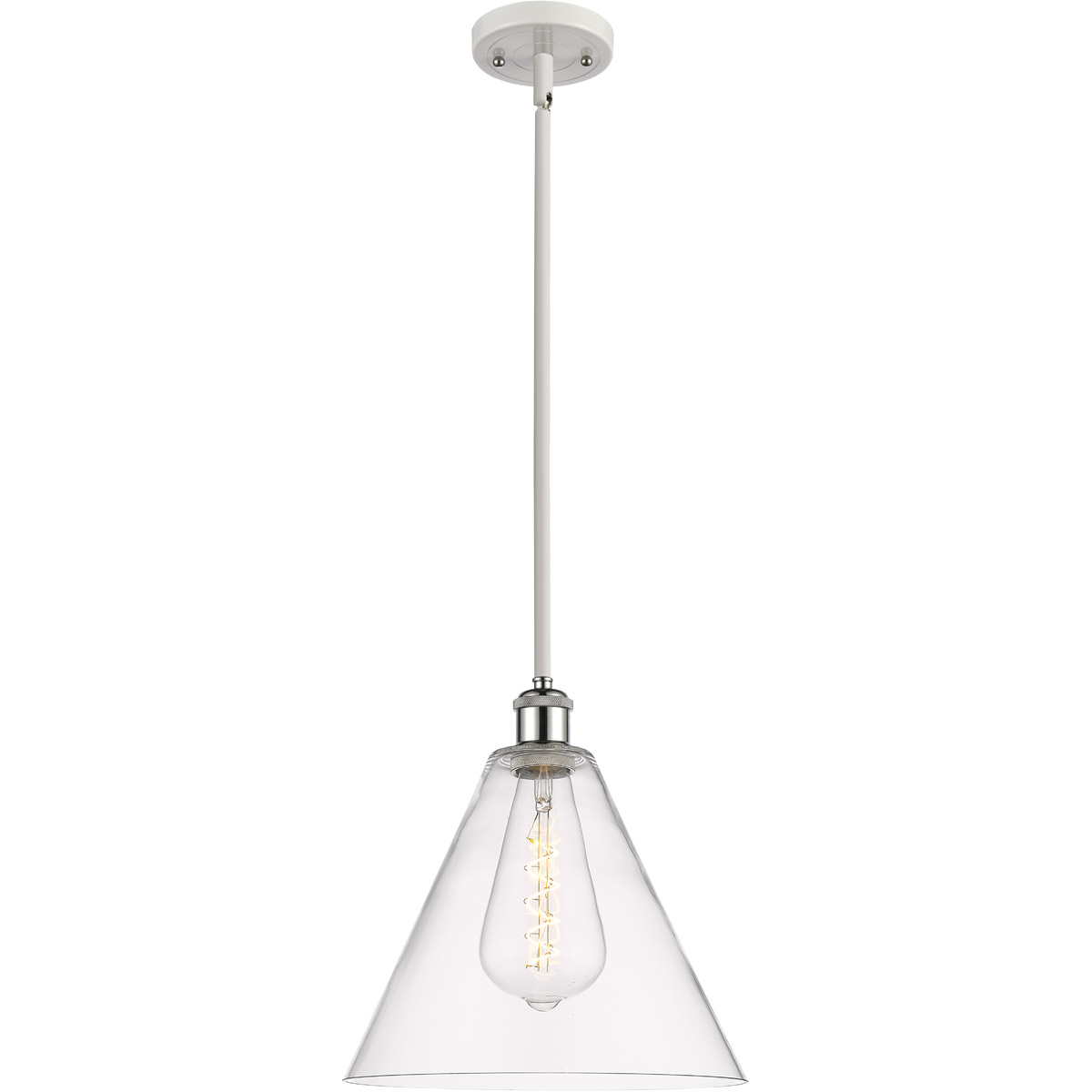 Innovations Lighting 516-1S-WPC-GBC-122 Ballston Cone 1 Light 12 inch White and Polished Chrome Mini Pendant Ceiling Light in Clear Glass