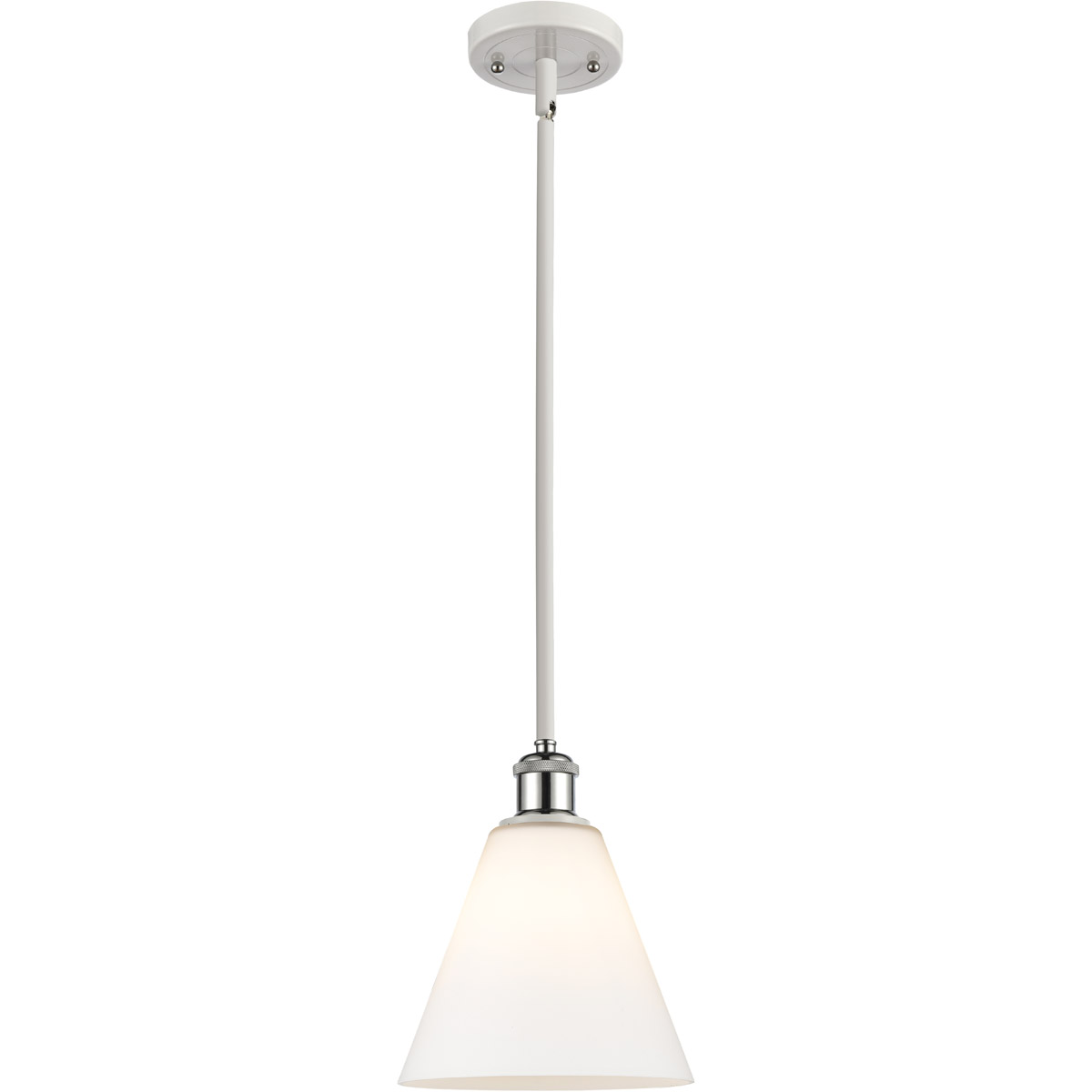 Innovations Lighting 516-1S-WPC-GBC-81 Ballston Cone 1 Light 8 inch White and Polished Chrome Mini Pendant Ceiling Light in Matte White Glass
