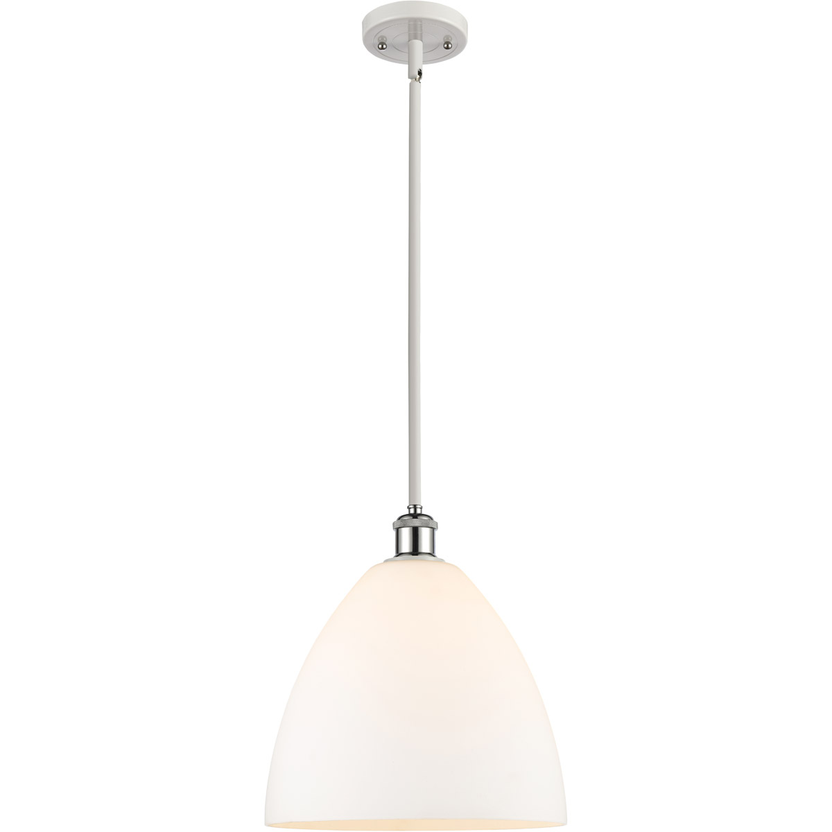 Innovations Lighting 516-1S-WPC-GBD-121-LED Ballston Dome LED 12 inch White and Polished Chrome Mini Pendant Ceiling Light in Matte White Glass
