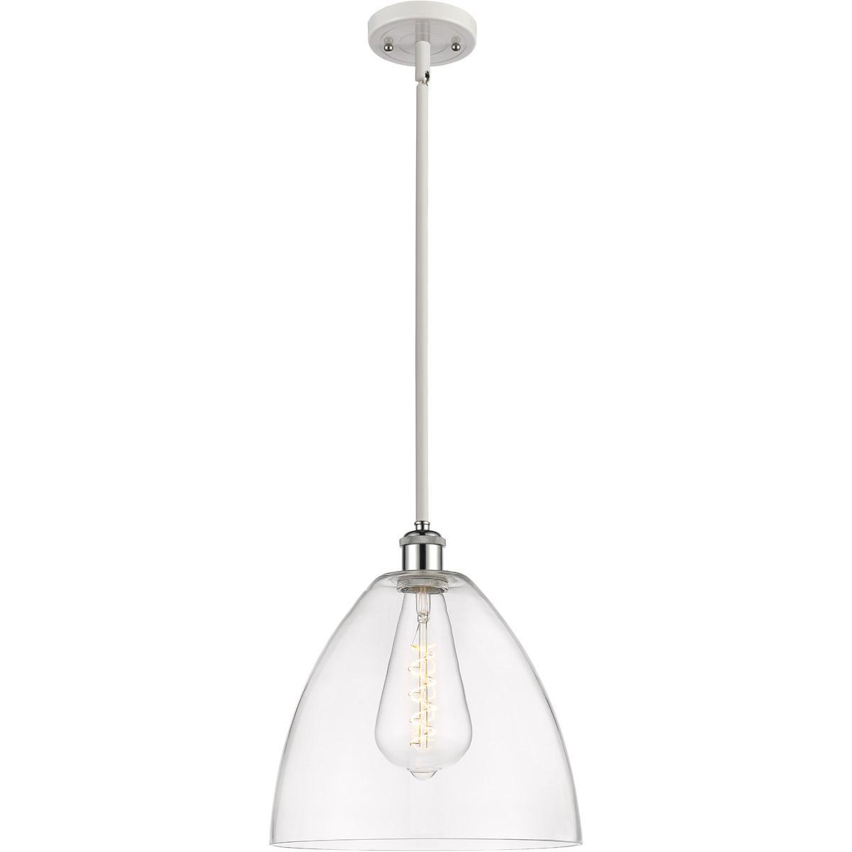 Innovations Lighting 516-1S-WPC-GBD-122-LED Ballston Dome LED 12 inch White and Polished Chrome Mini Pendant Ceiling Light in Clear Glass