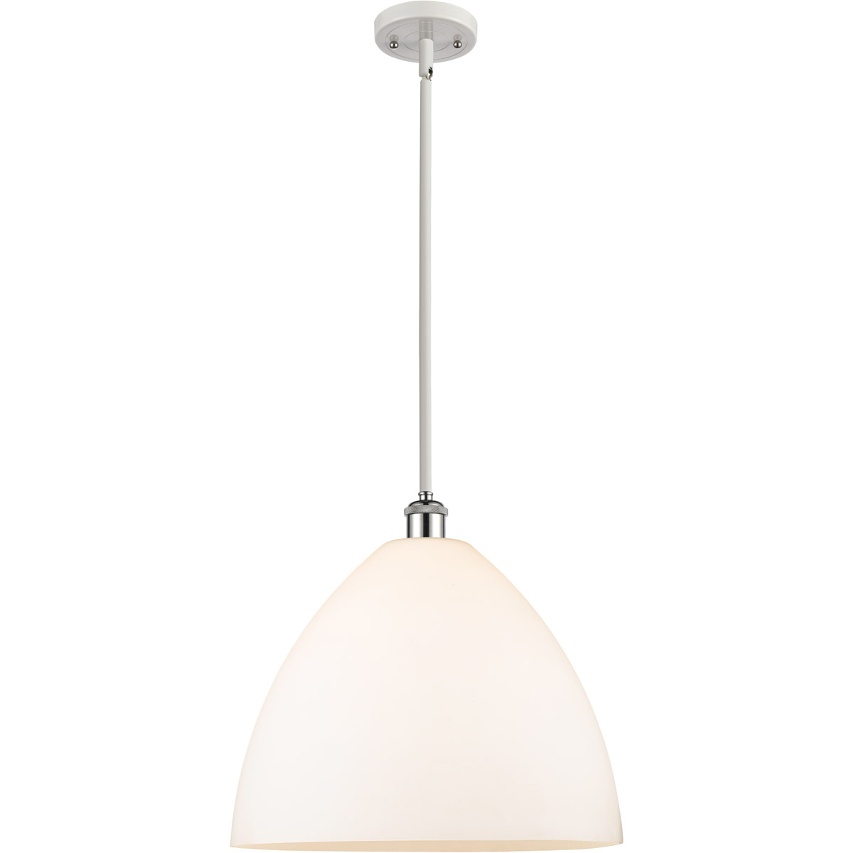 Innovations Lighting 516-1S-WPC-GBD-161-LED Ballston Dome LED 16 inch White and Polished Chrome Pendant Ceiling Light in Matte White Glass