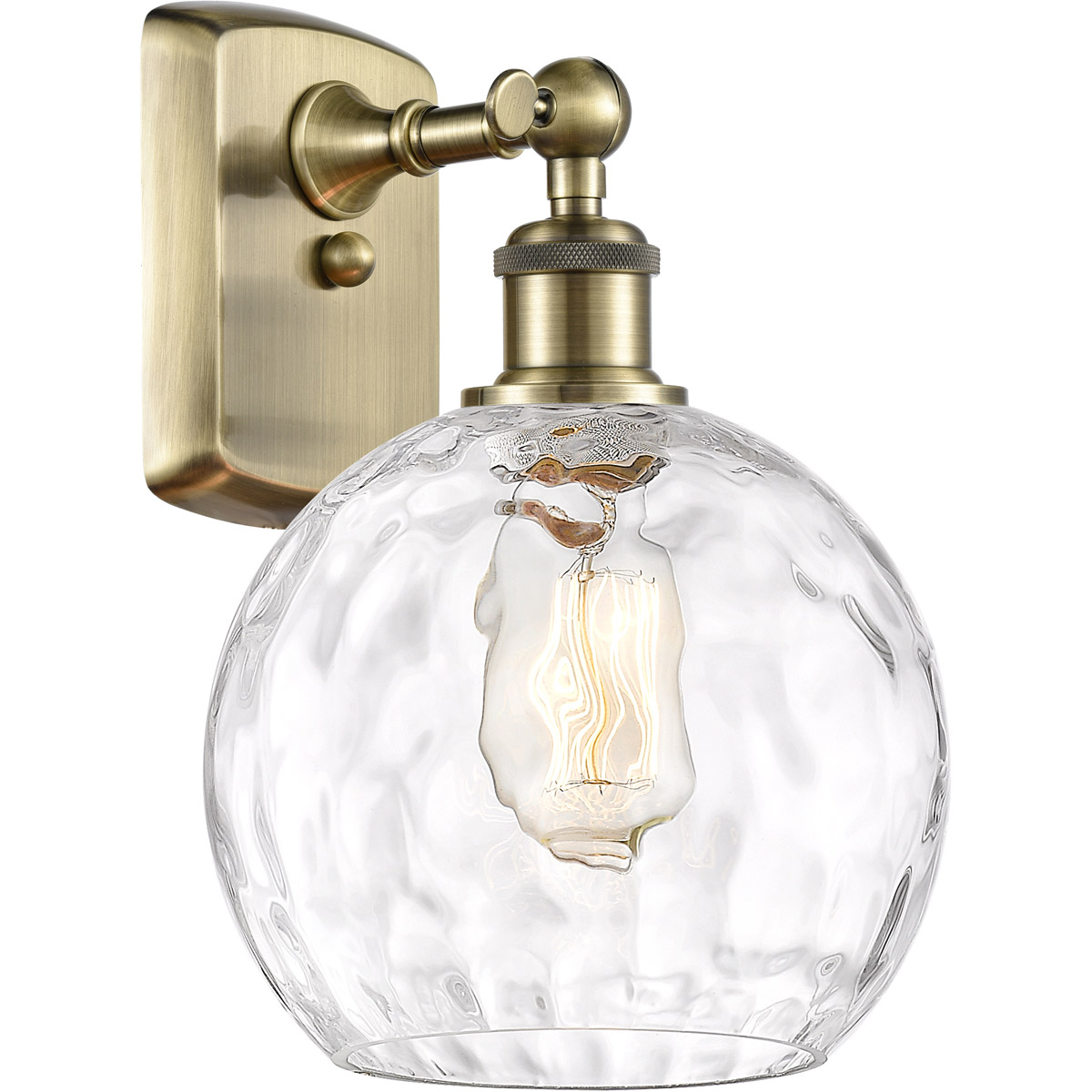 Innovations Lighting 516-1W-AB-G1215-8-LED Ballston Athens Water Glass LED 8 inch Antique Brass Sconce Wall Light