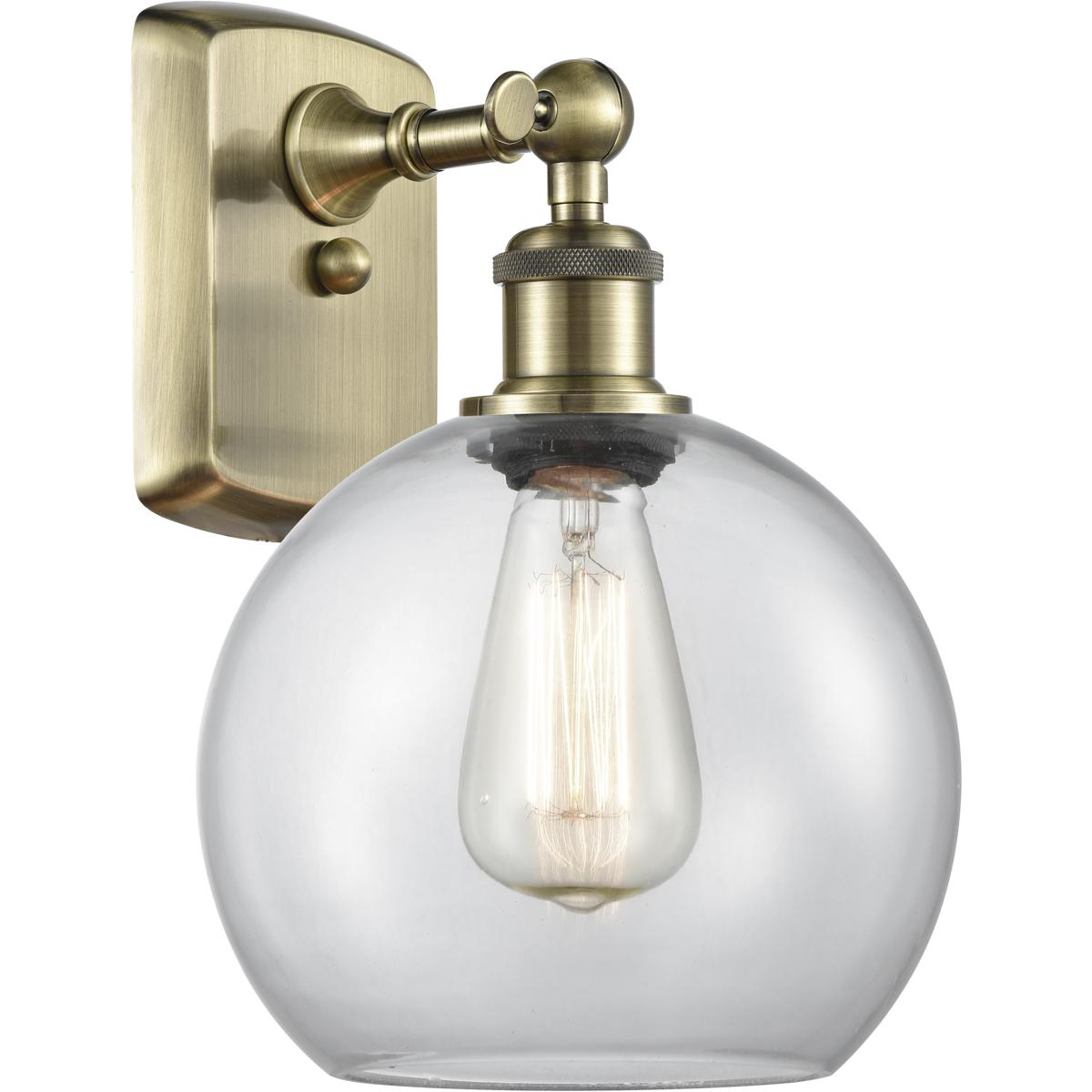 Innovations Lighting 516-1W-AB-G122-8-LED Ballston Athens LED 8 inch Antique Brass Sconce Wall Light in Clear Glass