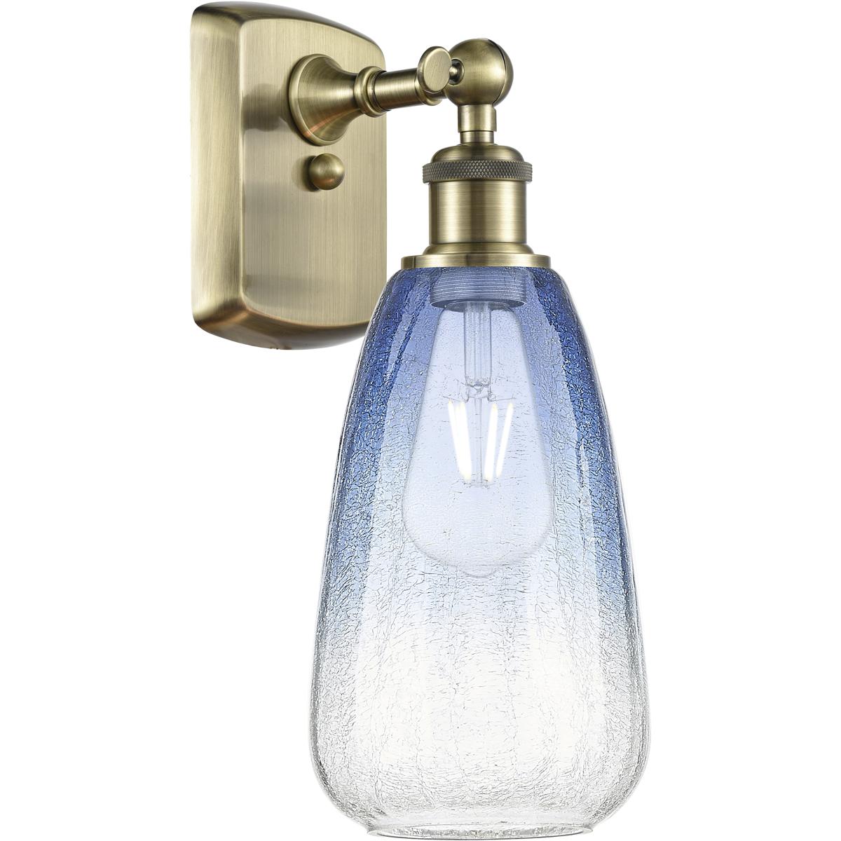 Innovations Lighting 516-1W-AB-G480-6SB Ballston Brookhaven Almond Armed Sconce Wall Light in Antique Brass, Sapphire Blue Glass
