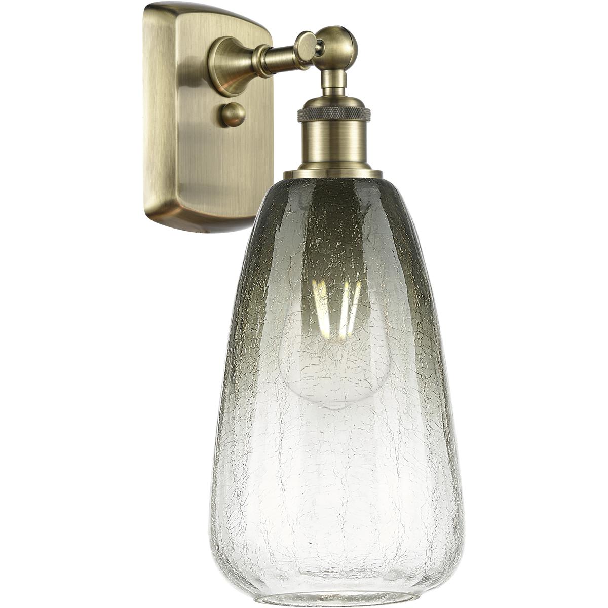 Innovations Lighting 516-1W-AB-G480-6SL Ballston Brookhaven Almond Armed Sconce Wall Light in Antique Brass, Slate Glass