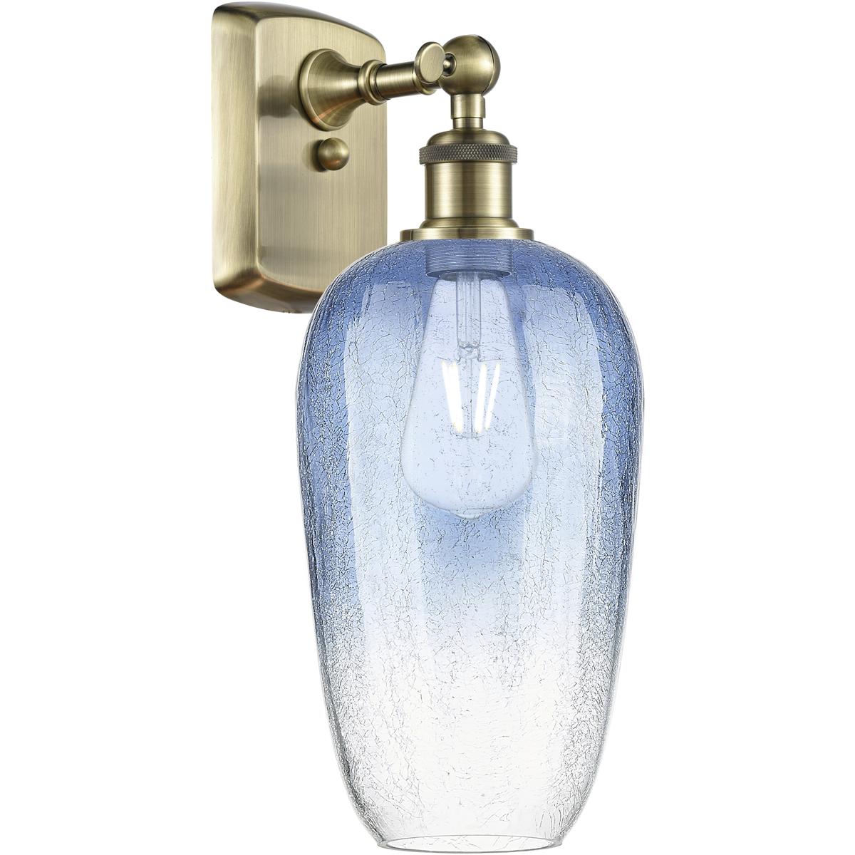Innovations Lighting 516-1W-AB-G484-7SB Ballston Brookhaven Flute Armed Sconce Wall Light in Antique Brass, Sapphire Blue Glass