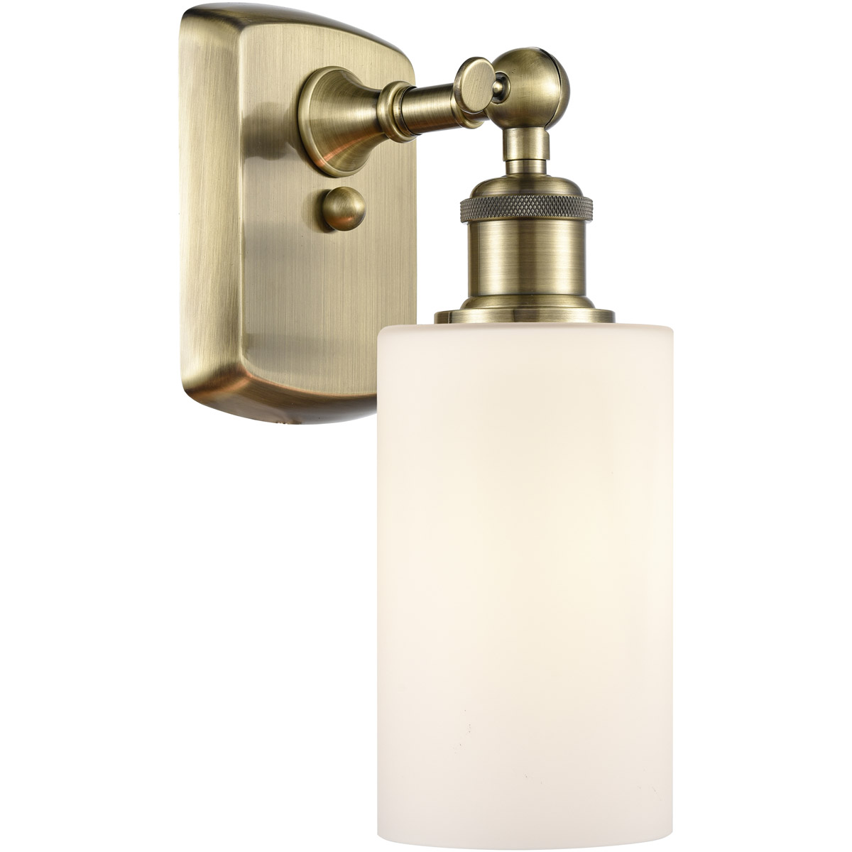 Innovations Lighting 516-1W-AB-G801 Ballston Clymer 1 Light 4 inch Antique Brass Sconce Wall Light in Incandescent, Matte White Glass, Ballston