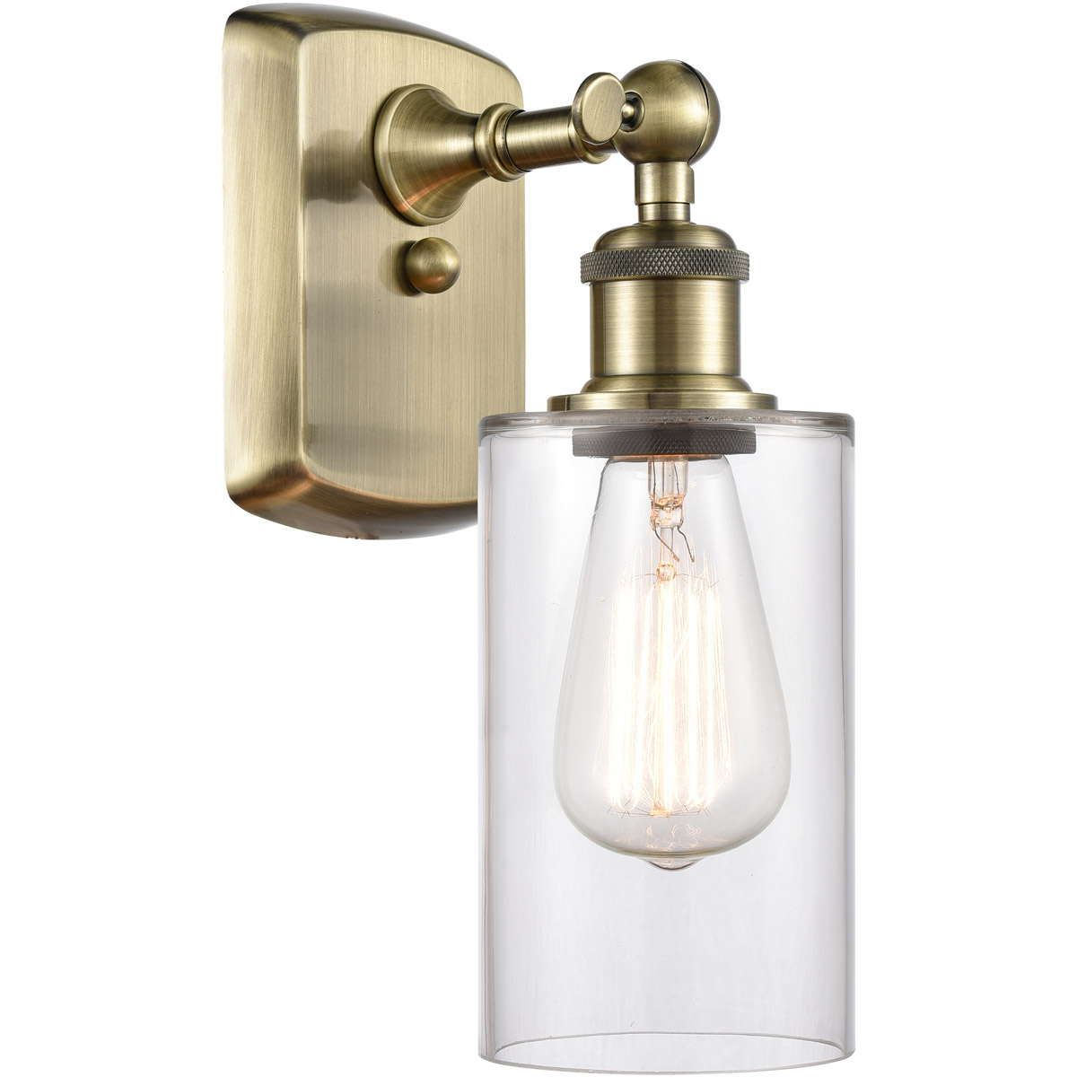 Innovations Lighting 516-1W-AB-G802 Ballston Clymer 1 Light 4 inch Antique Brass Sconce Wall Light in Incandescent, Clear Glass, Ballston