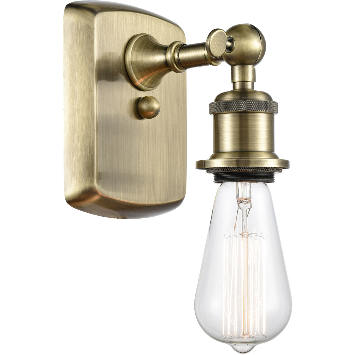Innovations Lighting 516-1W-AB Ballston Bare Bulb 1 Light 5 inch Antique Brass Sconce Wall Light in Incandescent, No Shade, Ballston