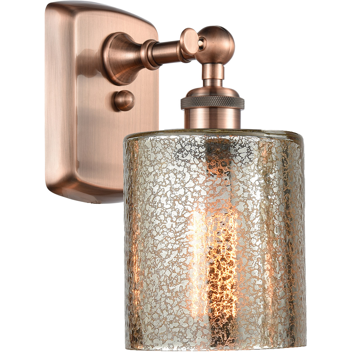 Innovations Lighting 516-1W-AC-G116 Ballston Cobbleskill 1 Light 5 inch Antique Copper Sconce Wall Light in Mercury Glass, Ballston