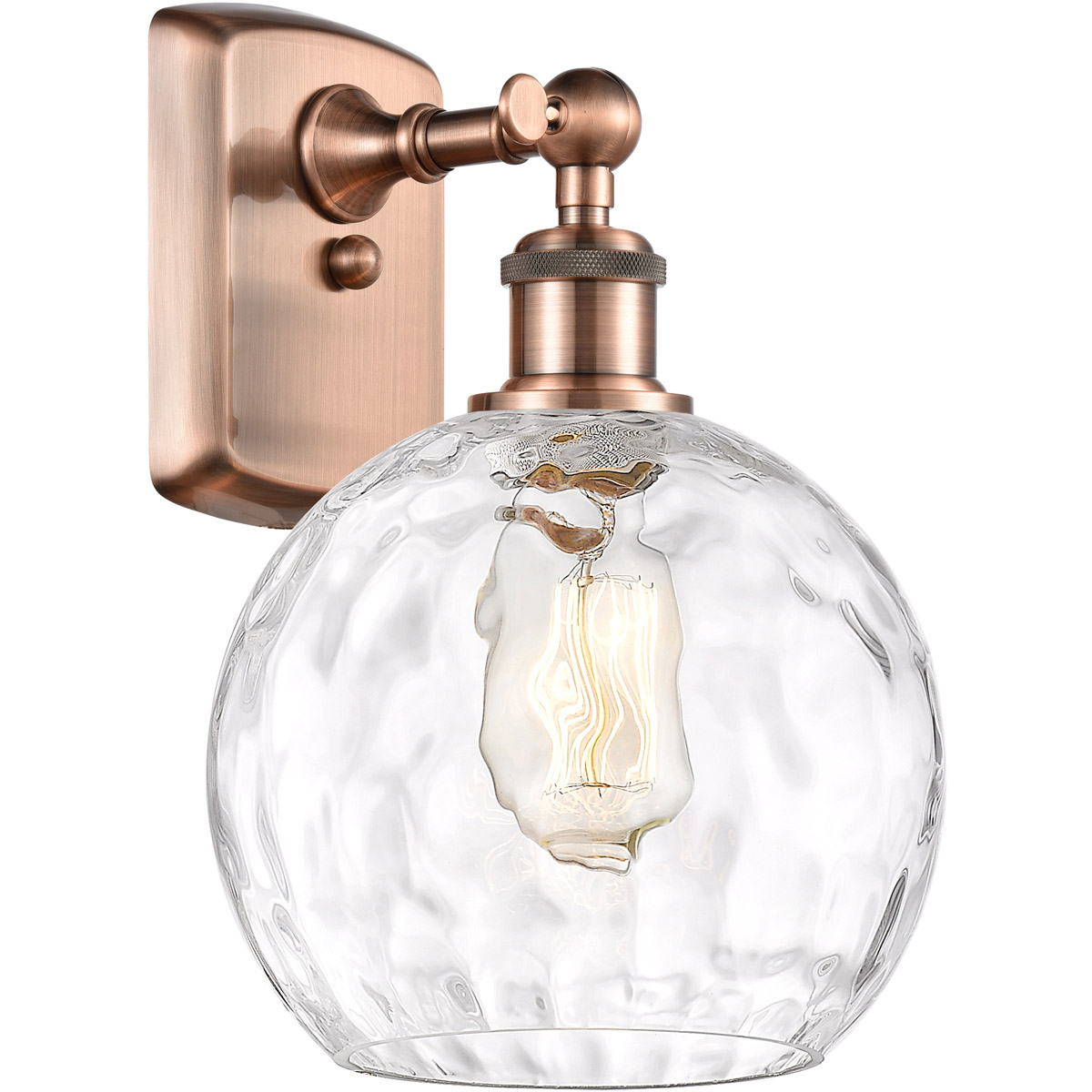 Innovations Lighting 516-1W-AC-G1215-8-LED Ballston Athens Water Glass LED 8 inch Antique Copper Sconce Wall Light