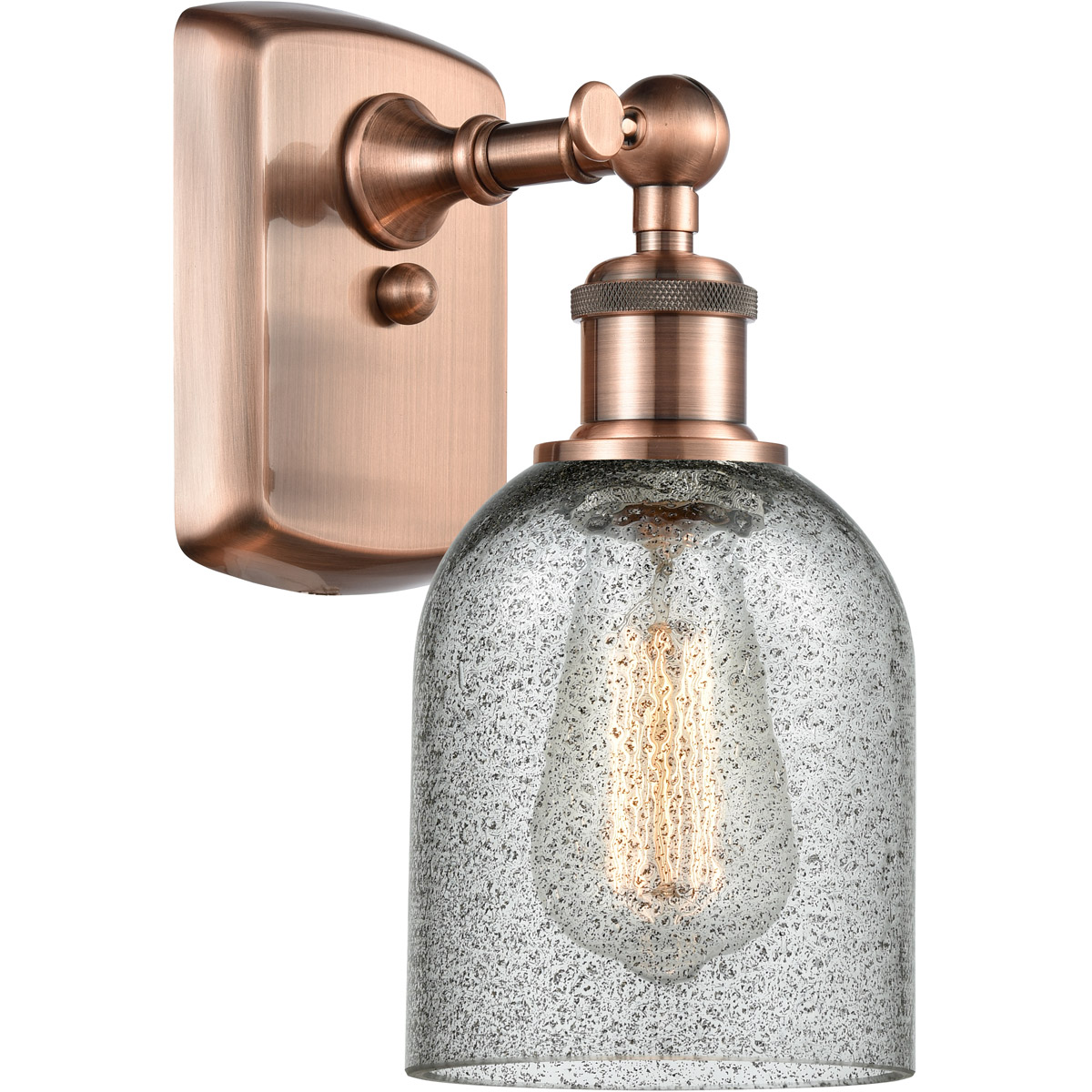 Innovations Lighting 516-1W-AC-G257 Ballston Caledonia 1 Light 5 inch Antique Copper Sconce Wall Light in Charcoal Glass, Ballston