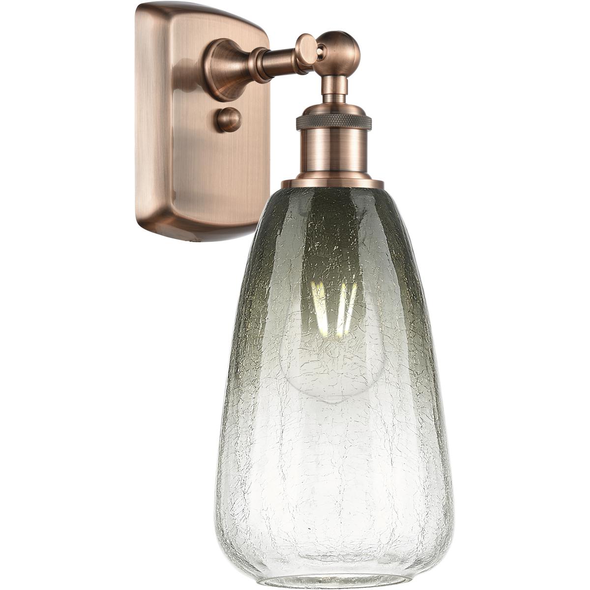 Innovations Lighting 516-1W-AC-G480-6SL Ballston Brookhaven Almond Armed Sconce Wall Light in Antique Copper, Slate Glass
