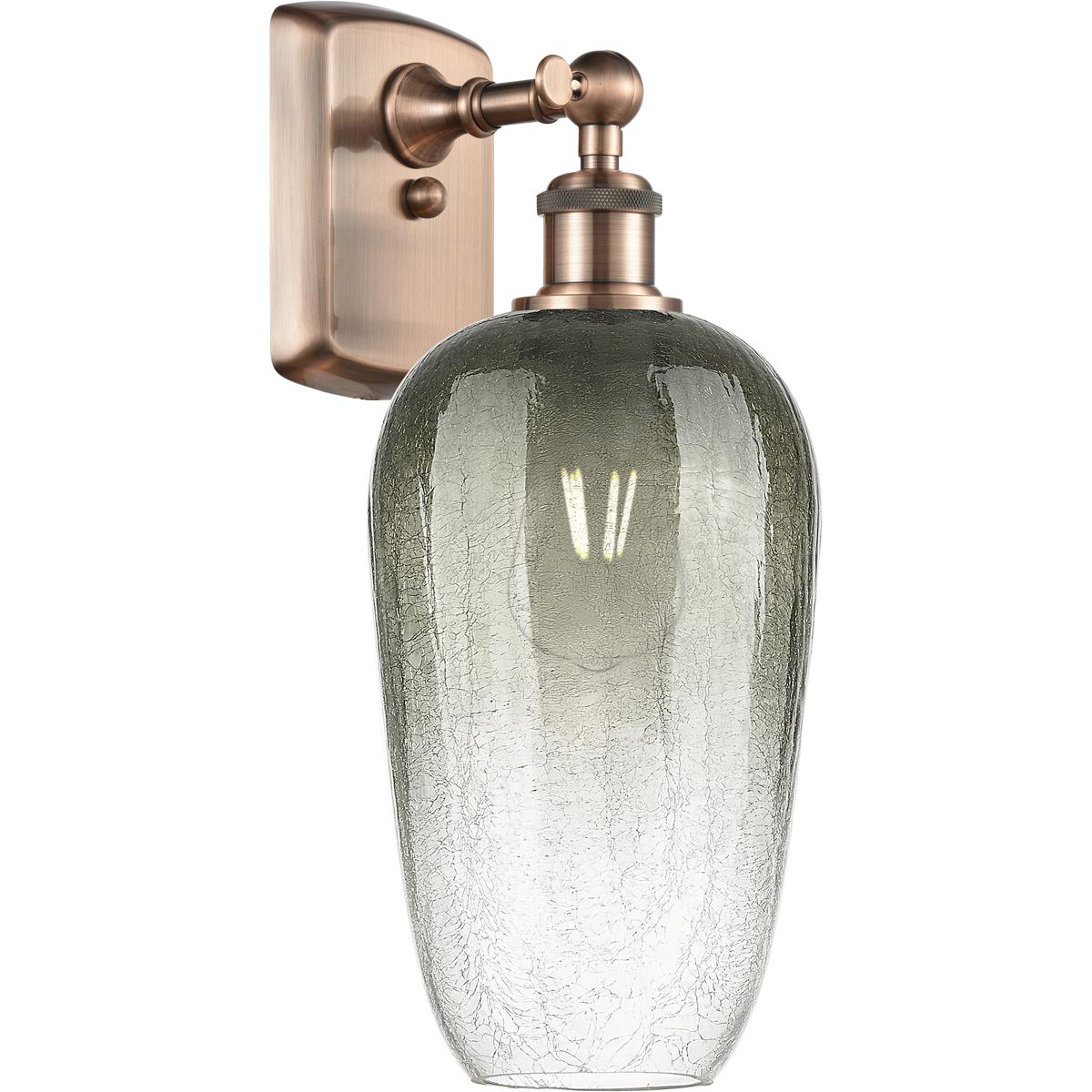 Innovations Lighting 516-1W-AC-G484-7SL Ballston Brookhaven Flute Armed Sconce Wall Light in Antique Copper, Slate Glass