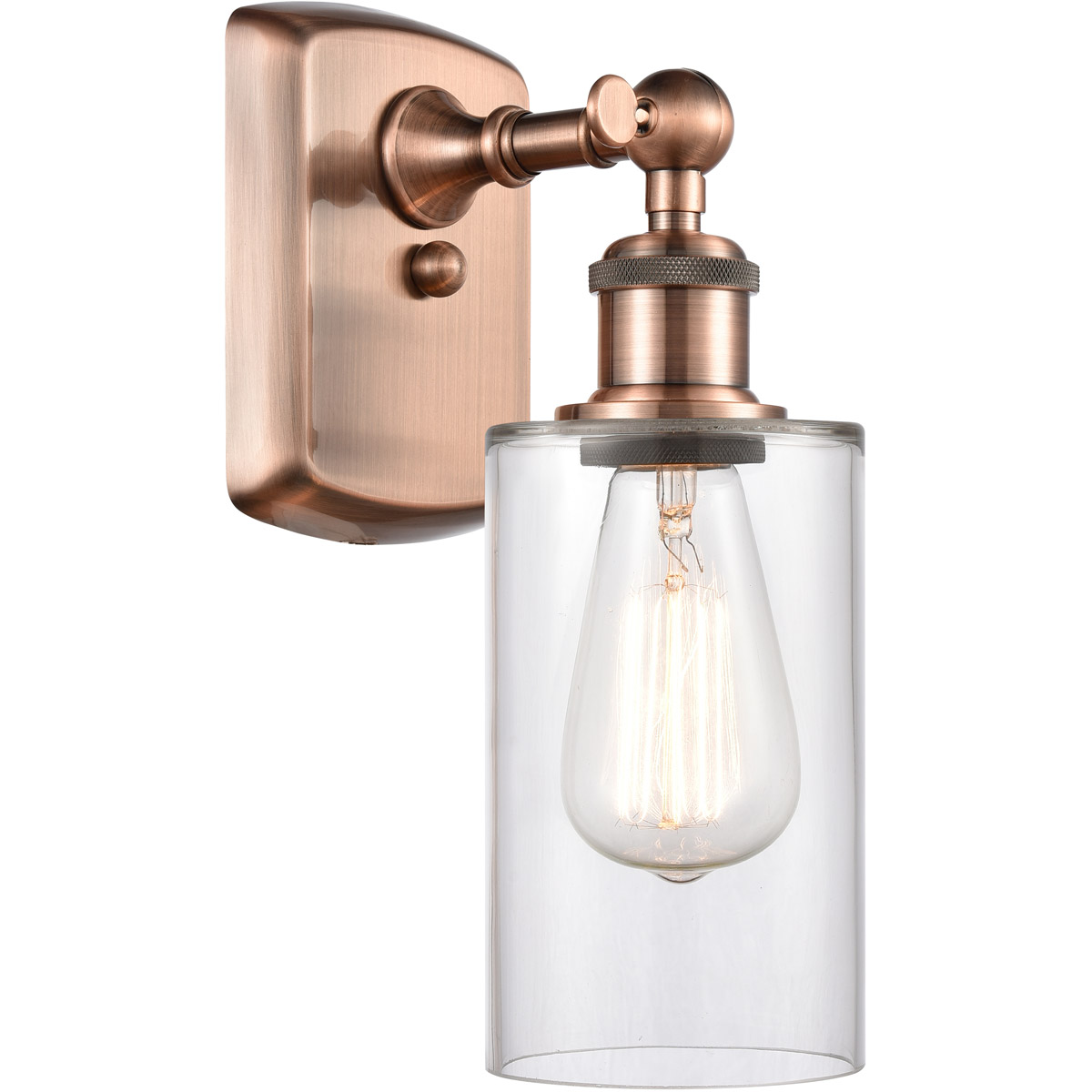 Innovations Lighting 516-1W-AC-G802 Ballston Clymer 1 Light 4 inch Antique Copper Sconce Wall Light in Clear Glass, Ballston