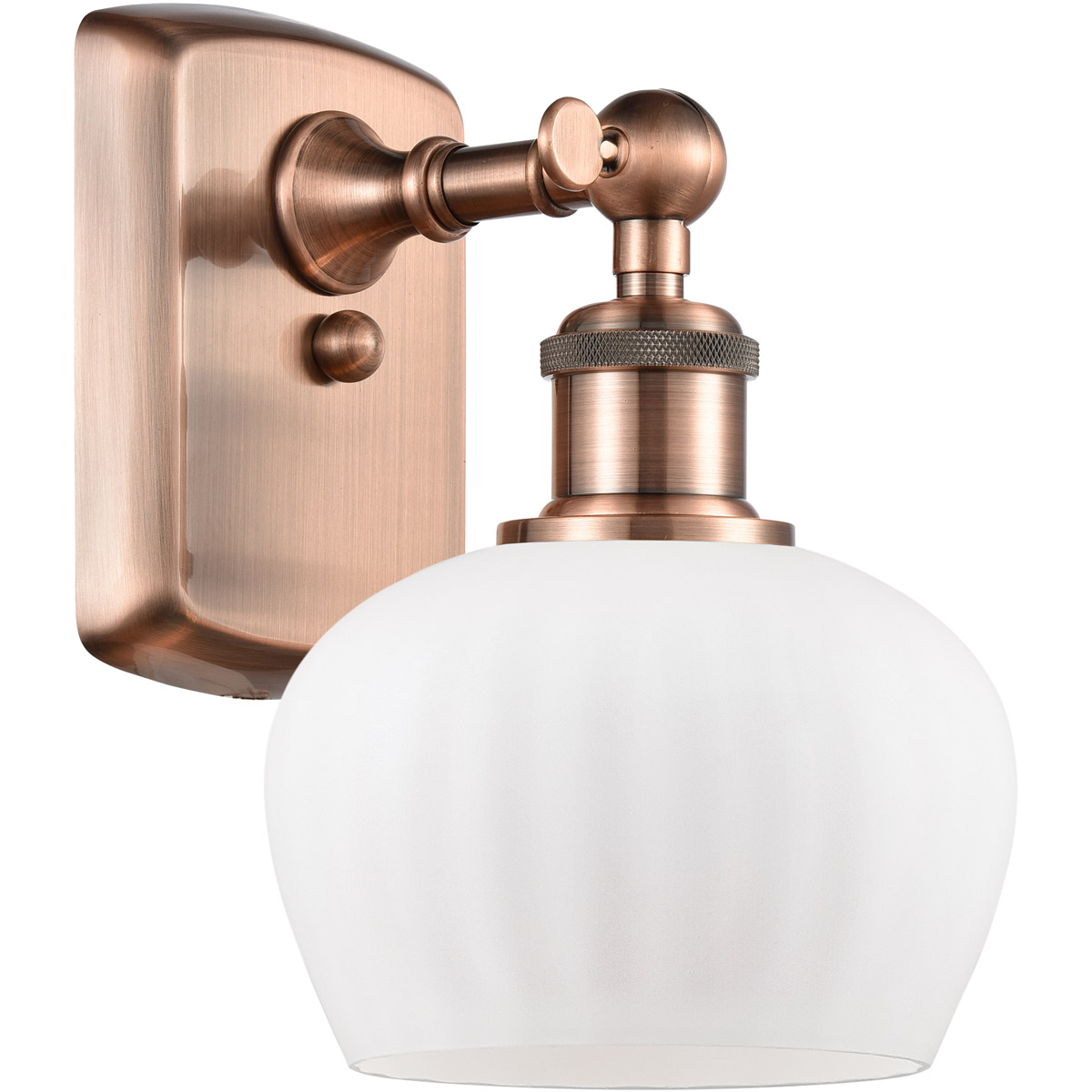 Innovations Lighting 516-1W-AC-G91 Ballston Fenton 1 Light 7 inch Antique Copper Sconce Wall Light in Matte White Glass, Ballston
