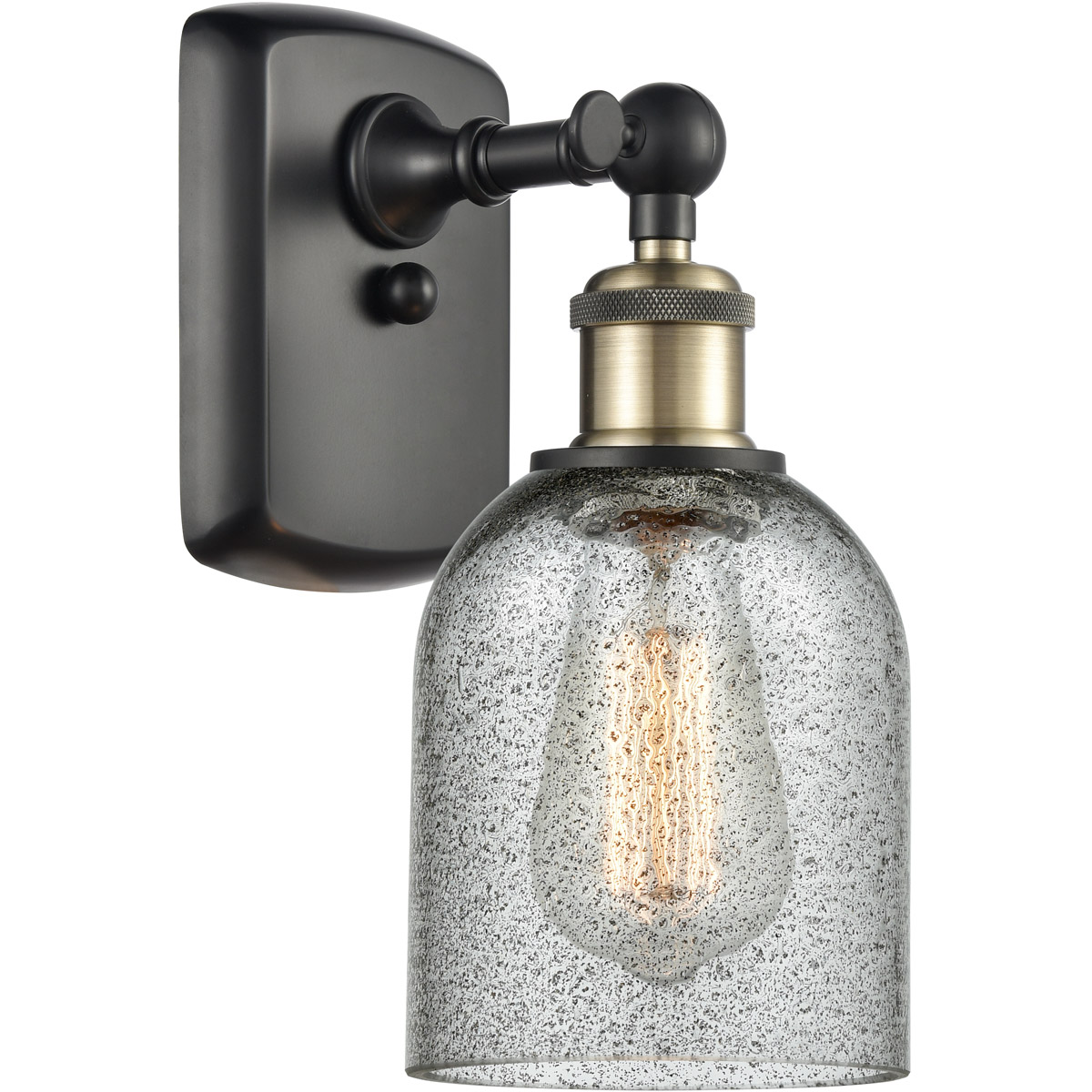Innovations Lighting 516-1W-BAB-G257 Ballston Caledonia 1 Light 5 inch Black Antique Brass Sconce Wall Light in Charcoal Glass, Ballston