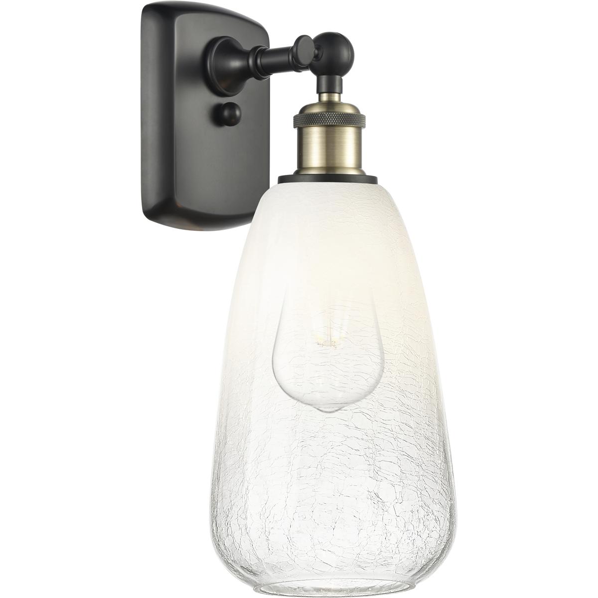 Innovations Lighting 516-1W-BAB-G480-6OP Ballston Brookhaven Almond Armed Sconce Wall Light in Black Antique Brass, Opal Glass