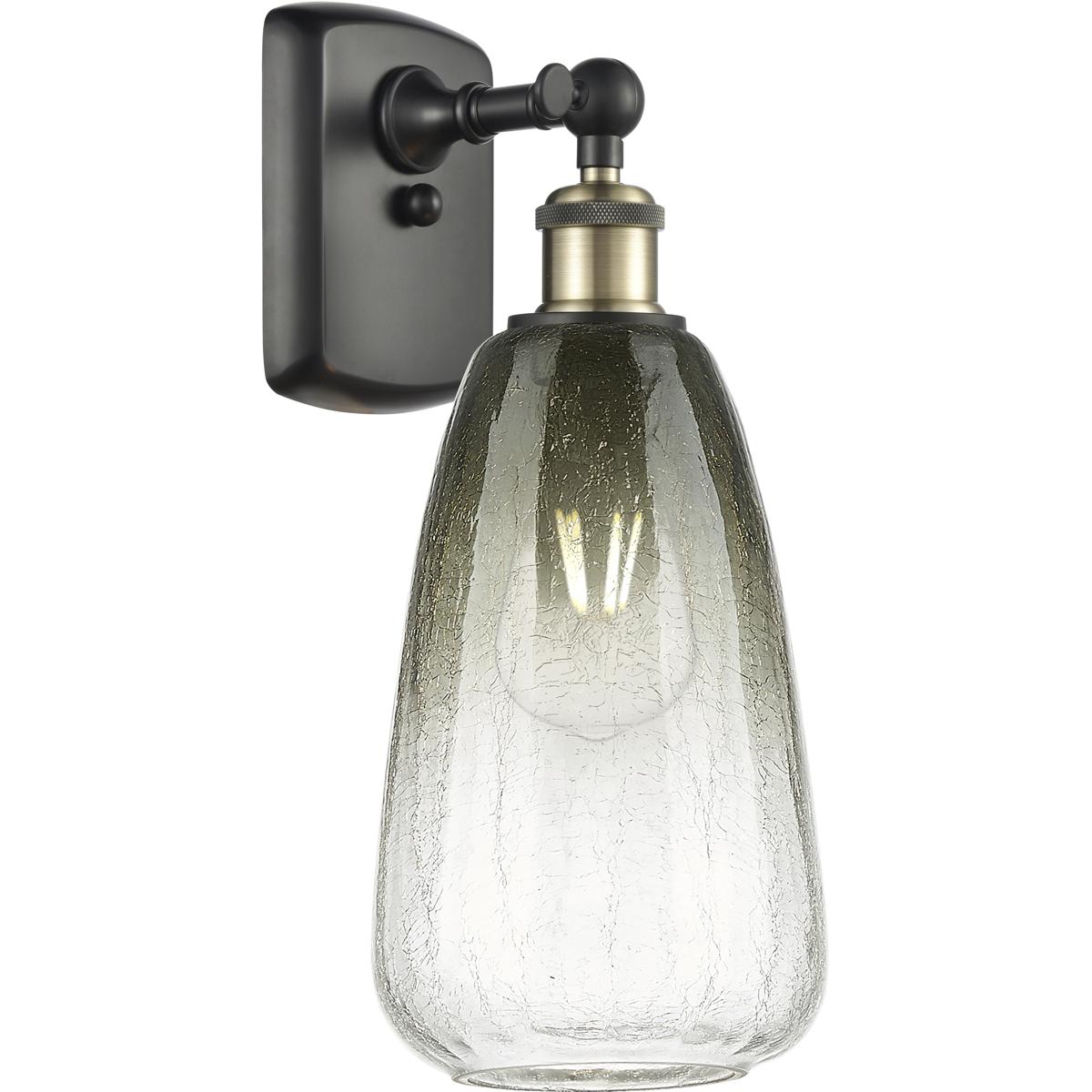 Innovations Lighting 516-1W-BAB-G480-6SL Ballston Brookhaven Almond Armed Sconce Wall Light in Black Antique Brass, Slate Glass