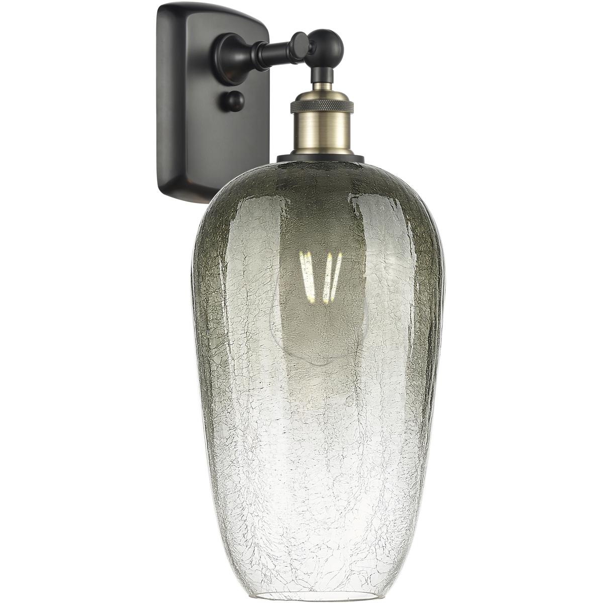 Innovations Lighting 516-1W-BAB-G484-7SL Ballston Brookhaven Flute Armed Sconce Wall Light in Black Antique Brass, Slate Glass