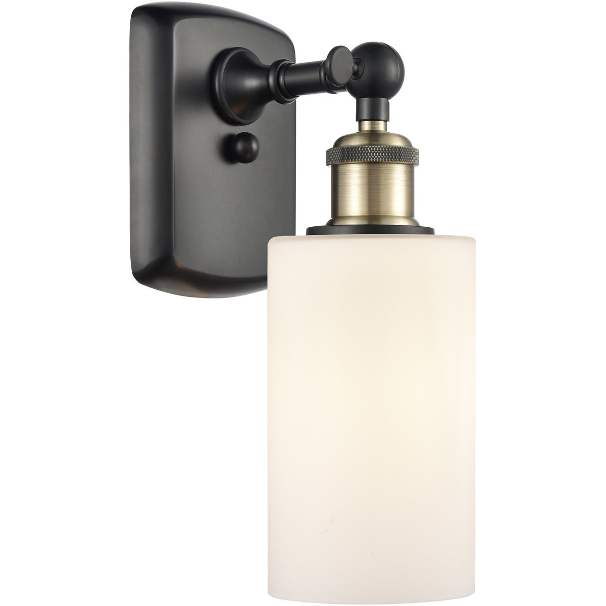 Innovations Lighting 516-1W-BAB-G801 Ballston Clymer 1 Light 4 inch Black Antique Brass Sconce Wall Light in Matte White Glass, Ballston
