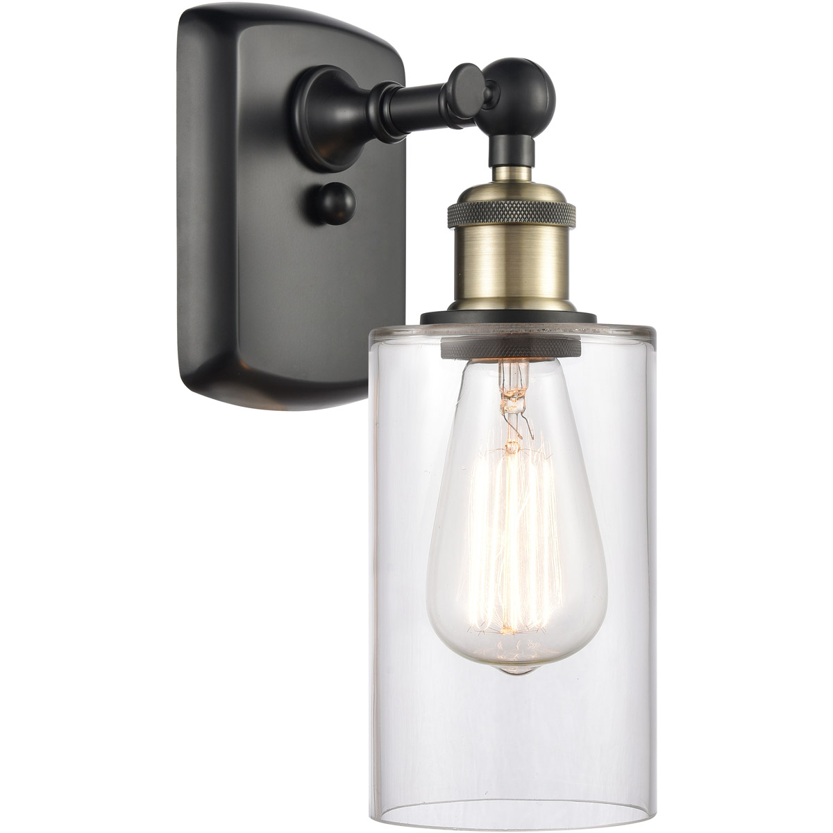Innovations Lighting 516-1W-BAB-G802 Ballston Clymer 1 Light 4 inch Black Antique Brass Sconce Wall Light in Clear Glass, Ballston