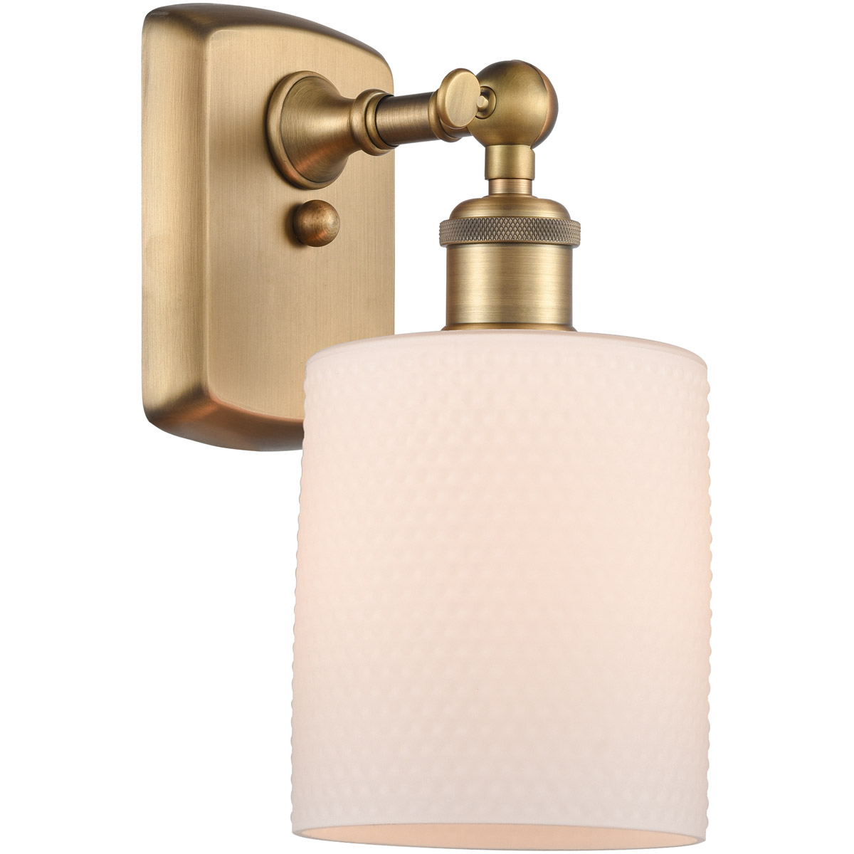 Innovations Lighting 516-1W-BB-G111 Ballston Cobbleskill 1 Light 5 inch Brushed Brass Sconce Wall Light in Matte White Glass, Ballston