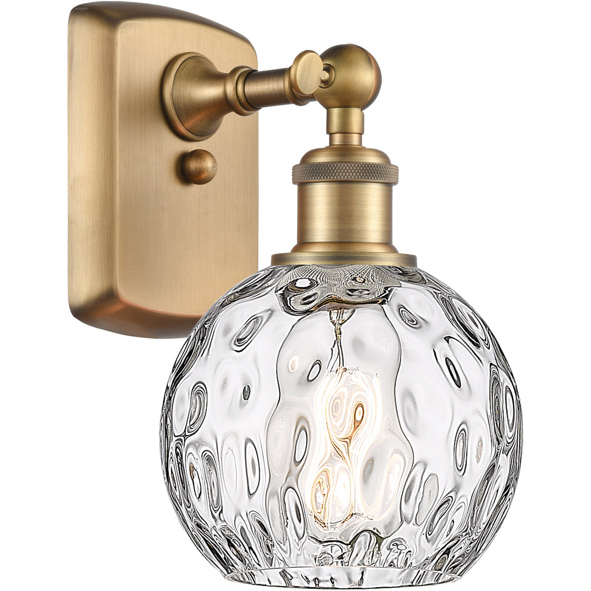 Innovations Lighting 516-1W-BB-G1215-6-LED Ballston Athens Water Glass LED 6 inch Brushed Brass Sconce Wall Light