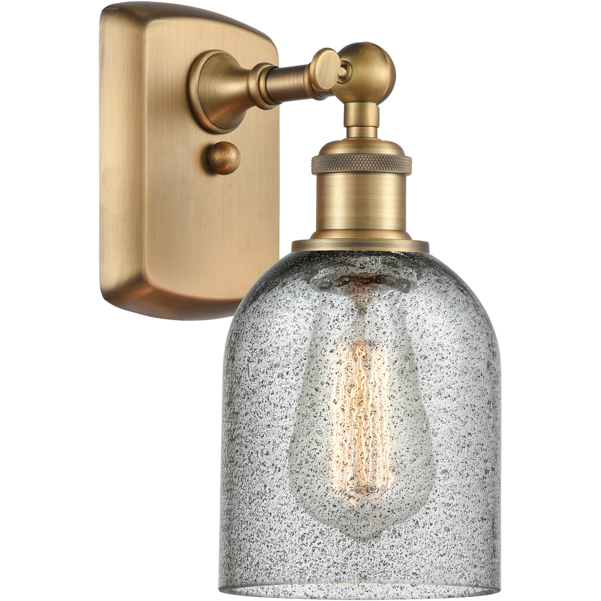 Innovations Lighting 516-1W-BB-G257 Ballston Caledonia 1 Light 5 inch Brushed Brass Sconce Wall Light in Charcoal Glass, Ballston