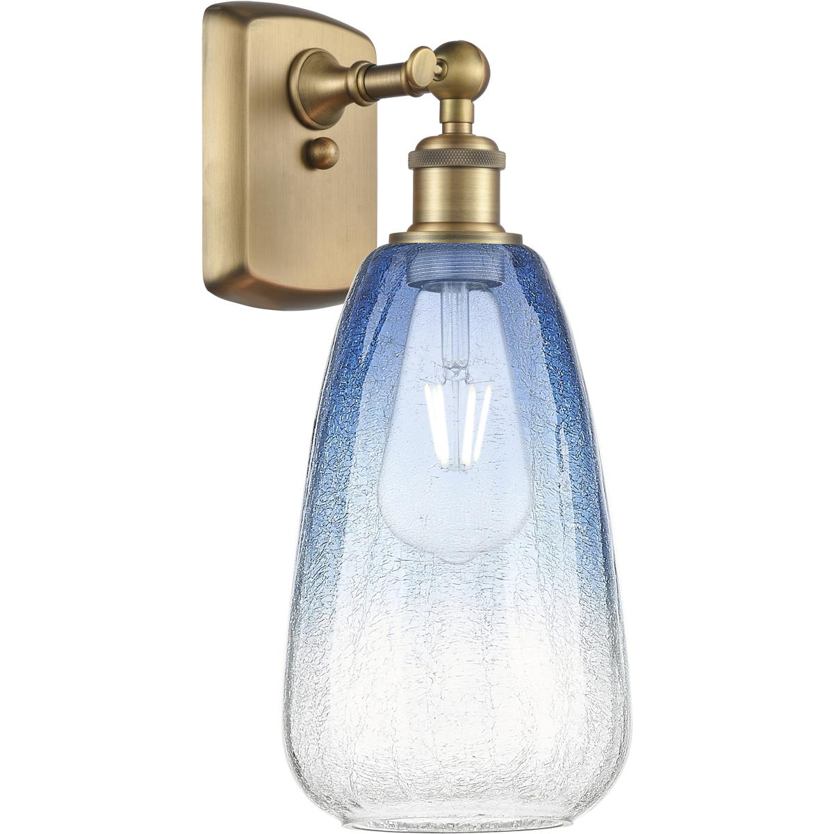 Innovations Lighting 516-1W-BB-G480-6SB Ballston Brookhaven Almond Armed Sconce Wall Light in Brushed Brass, Sapphire Blue Glass