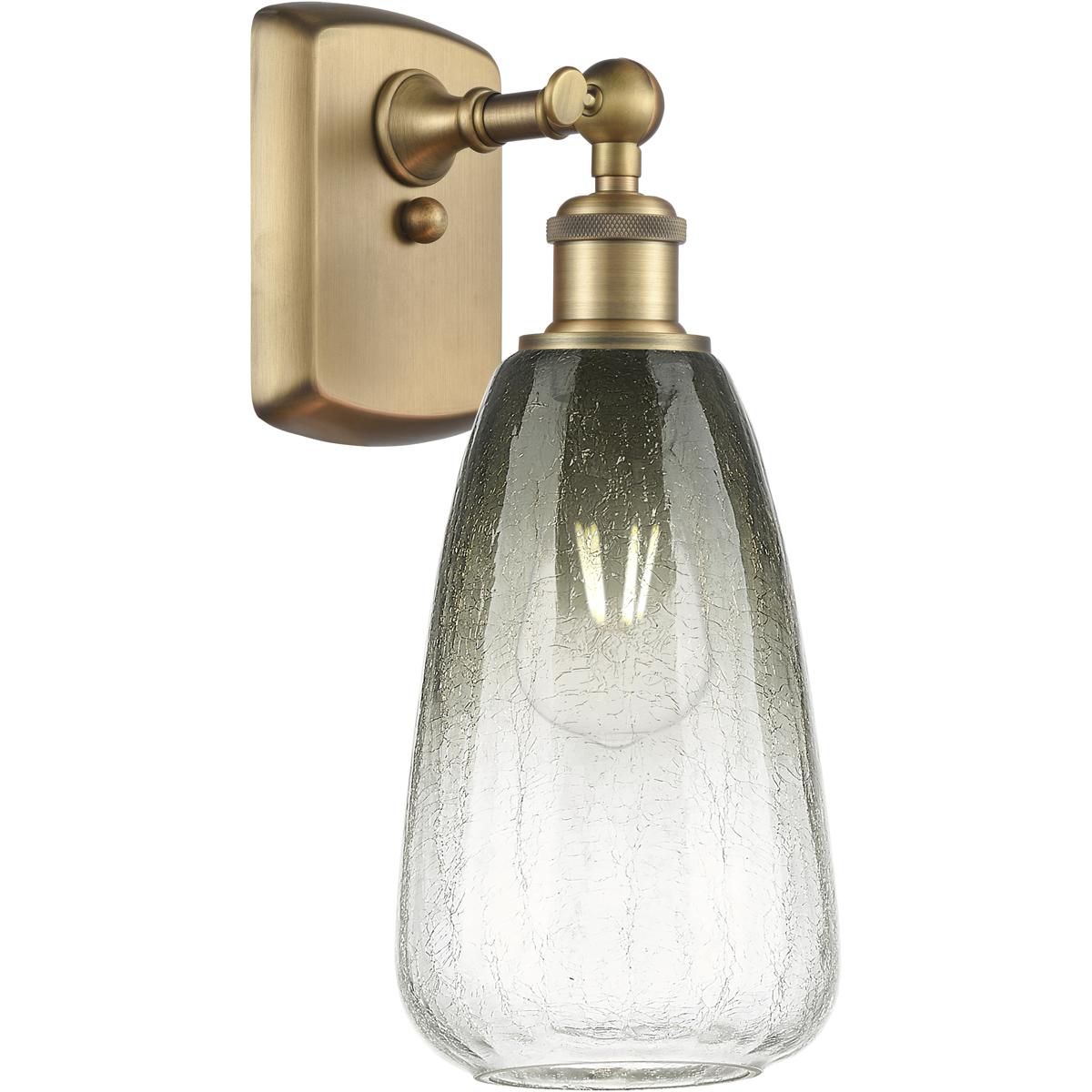 Innovations Lighting 516-1W-BB-G480-6SL Ballston Brookhaven Almond Armed Sconce Wall Light in Brushed Brass, Slate Glass