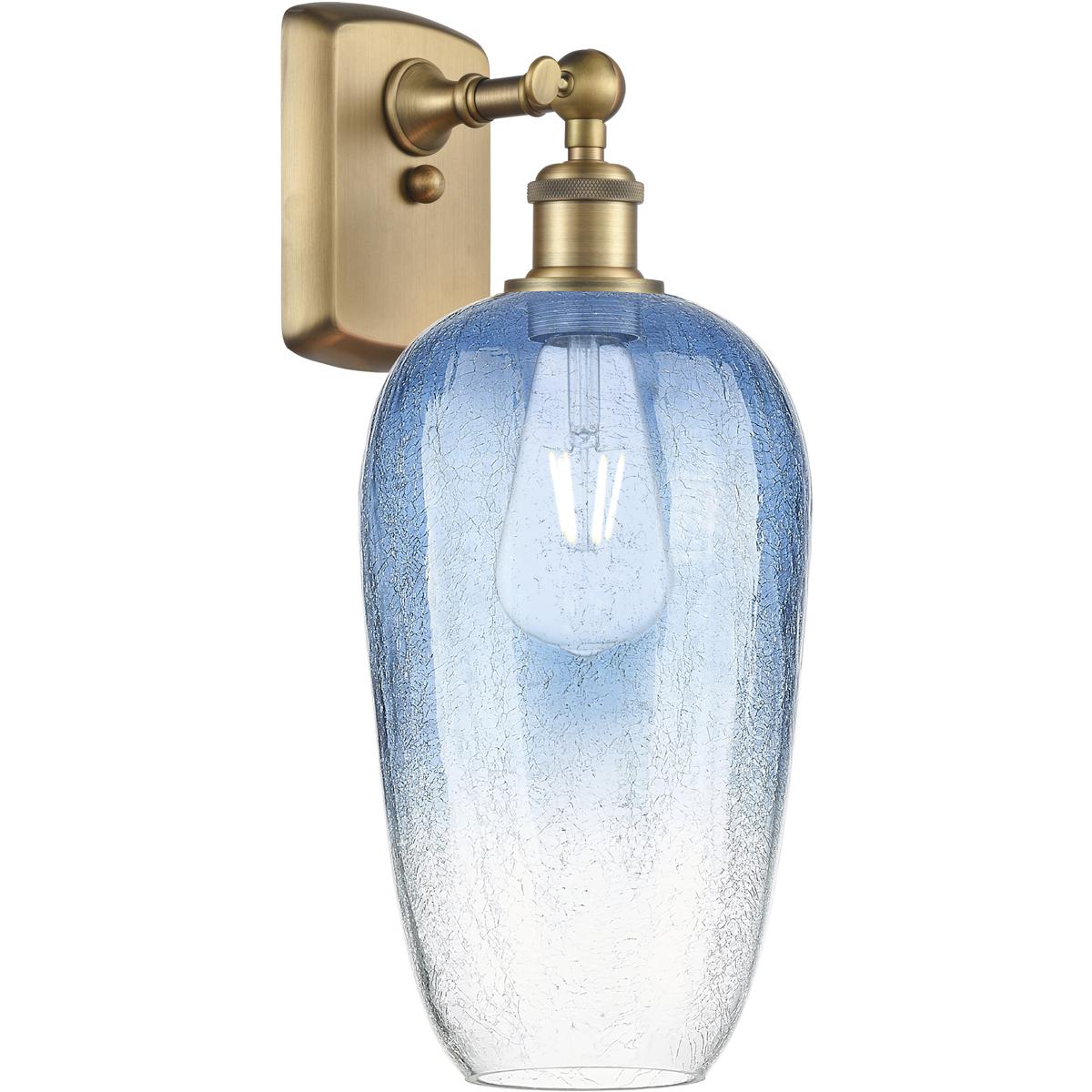 Innovations Lighting 516-1W-BB-G484-7SB Ballston Brookhaven Flute Armed Sconce Wall Light in Brushed Brass, Sapphire Blue Glass