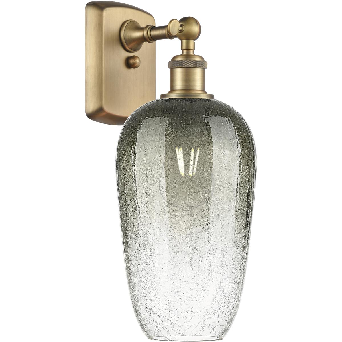 Innovations Lighting 516-1W-BB-G484-7SL Ballston Brookhaven Flute Armed Sconce Wall Light in Brushed Brass, Slate Glass