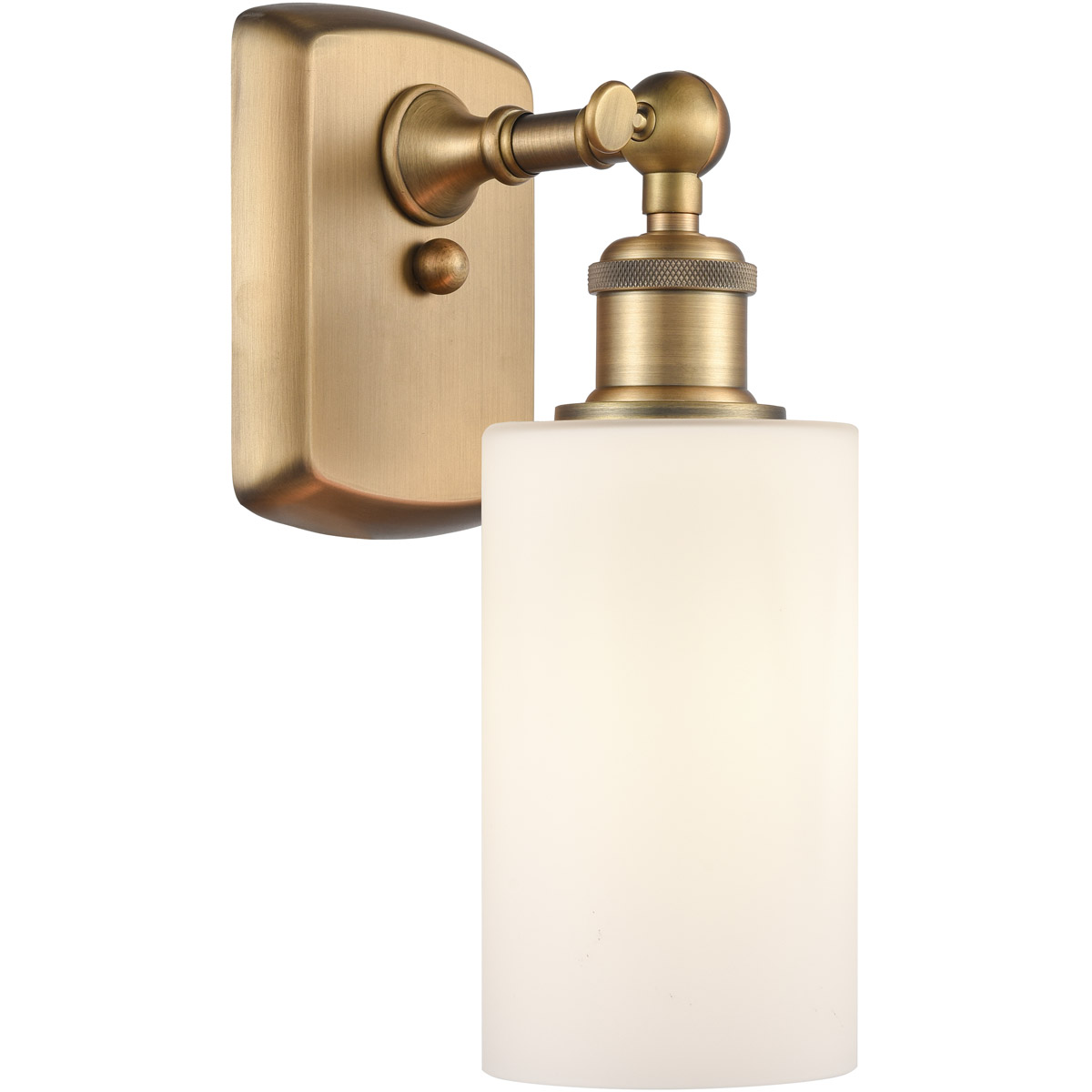 Innovations Lighting 516-1W-BB-G801 Ballston Clymer 1 Light 4 inch Brushed Brass Sconce Wall Light in Matte White Glass, Ballston