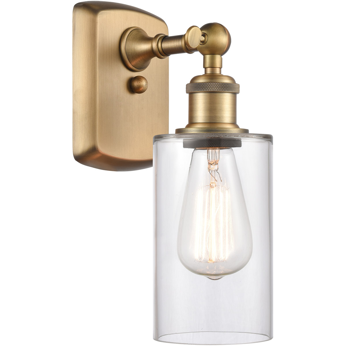 Innovations Lighting 516-1W-BB-G802 Ballston Clymer 1 Light 4 inch Brushed Brass Sconce Wall Light in Clear Glass, Ballston