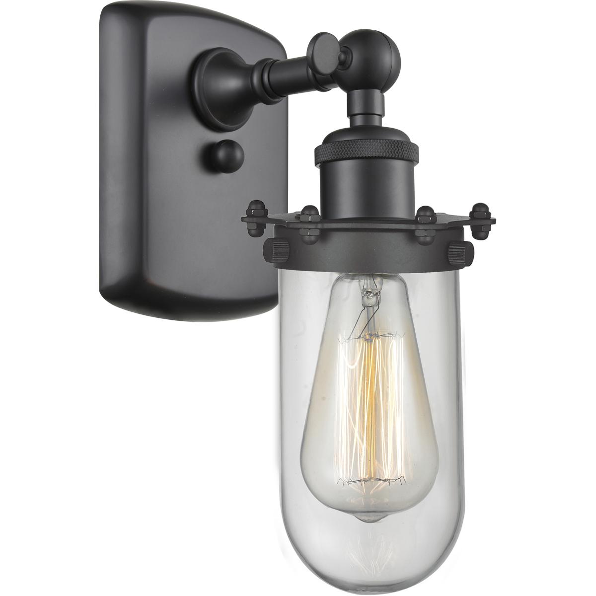 Innovations Lighting 516-1W-BK-CE231-CL-LED Austere Kingsbury LED 4.5 inch Matte Black Sconce Wall Light in Clear Glass